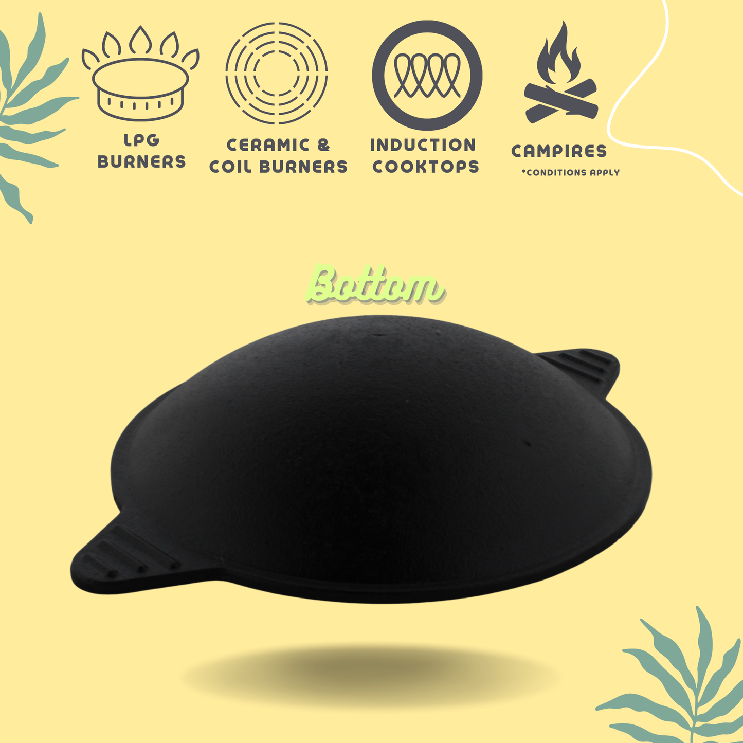 Trilonium Pre-Seasoned Cast Iron Appam Pan 8 Inches, 2.16 Kgs