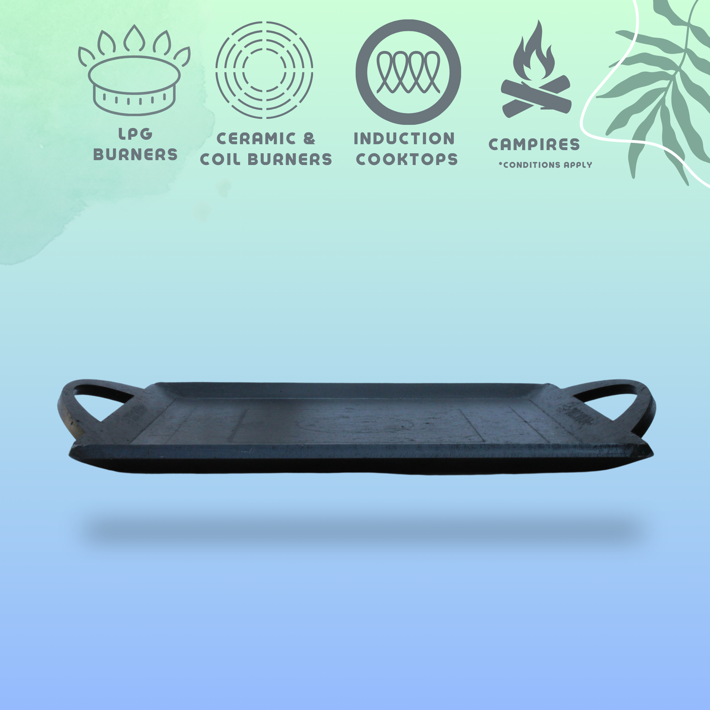 Trilonium Triple Seasoned Iron Fish fry Griddle Tawa 26 x 26 cms , Ultra Smooth, Weighs 3.4 Kgs