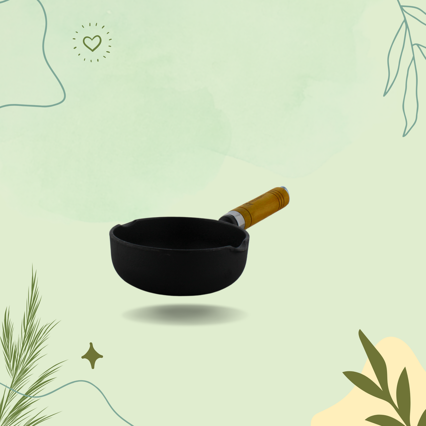 Trilonium Pre-seasoned Cast Iron Tadka Pan 13 cms | Chinese melting pot 400ml