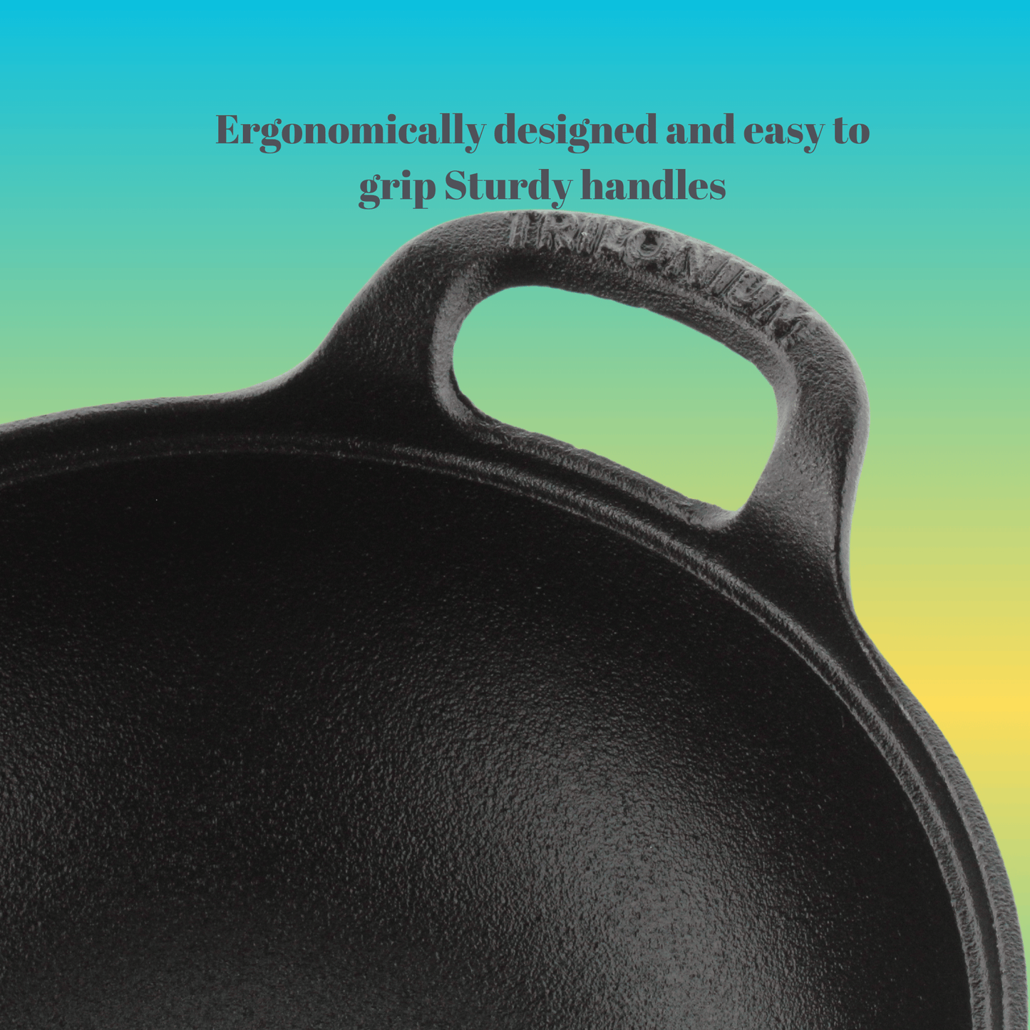 Trilonium Triple Seasoned Cast Iron CrockWok Kadhai 30 cms, 3.7 kgs With Lid