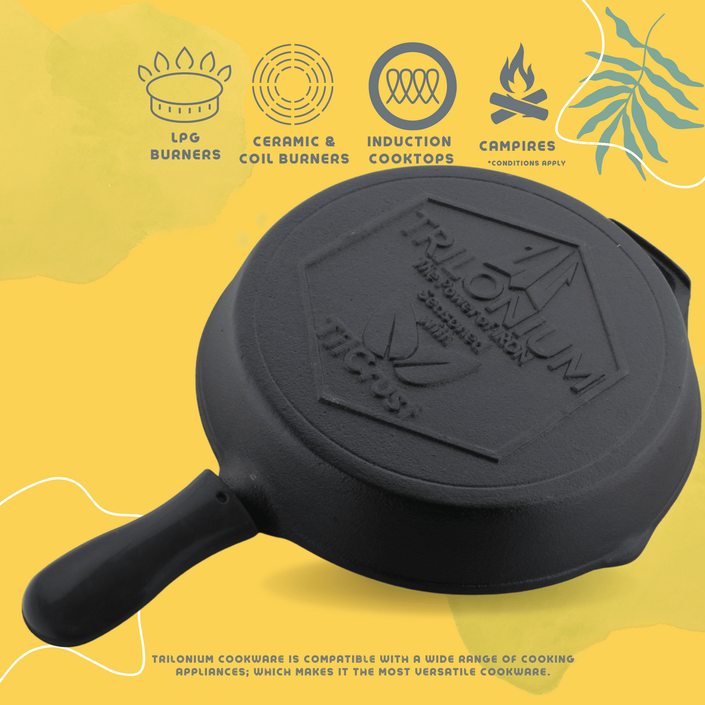 Trilonium Pre-Seasoned Cast Iron Classic Skillet 12 inches