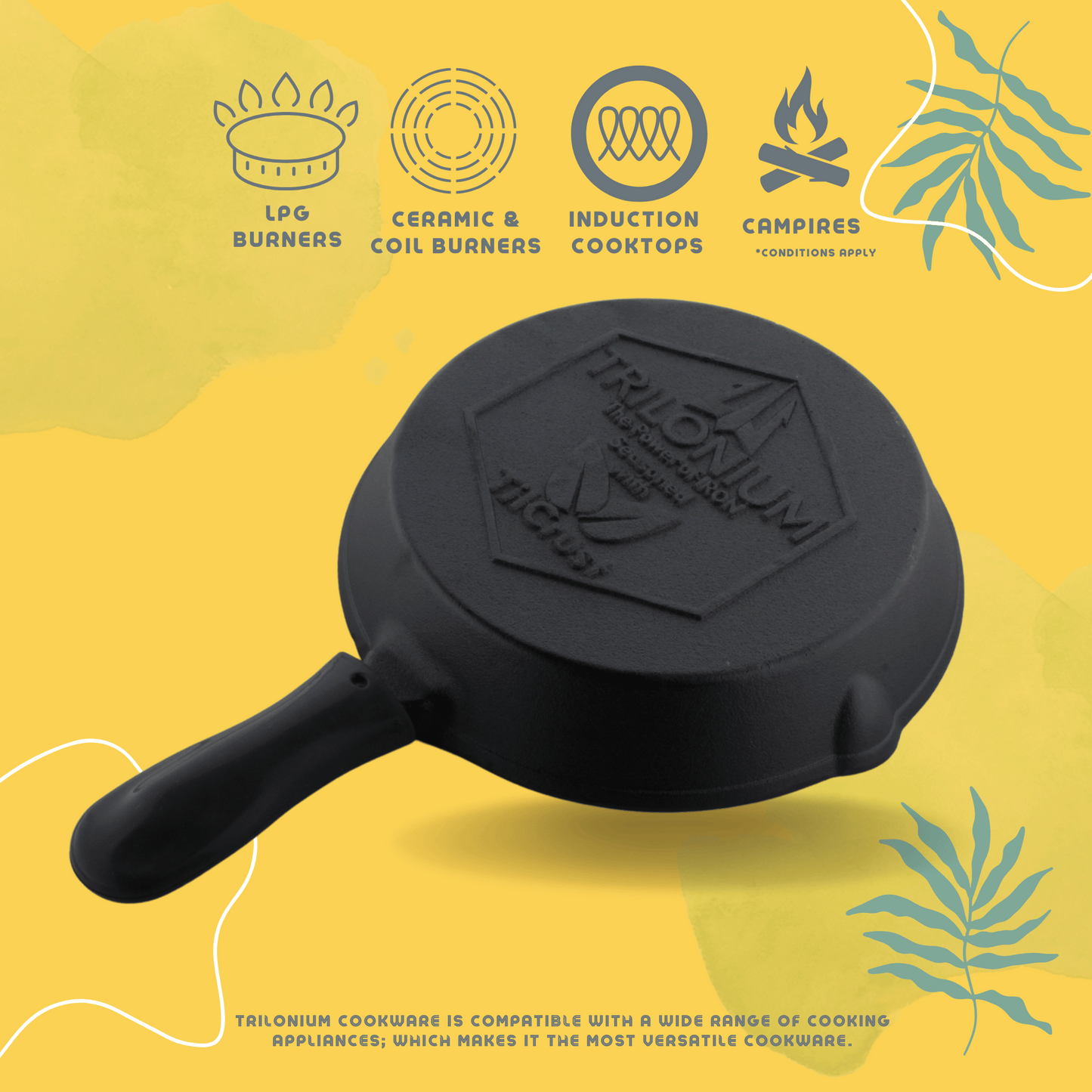 Trilonium Pre-Seasoned Cast Iron Classic Skillet 10 inches