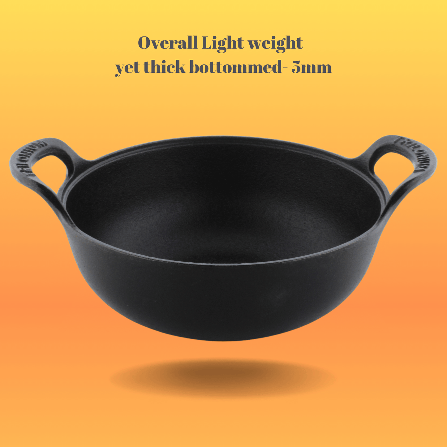 Trilonium Triple Seasoned Cast Iron CrockWok Kadhai 30 cms, 3.7 kgs With Lid