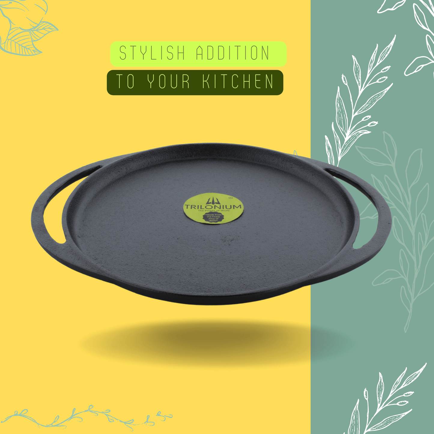Trilonium Pre-Seasoned Cast Iron Dosa Tawa, Infinity 2.0, Diameter 11 inches, Weighs 2.4 Kgs