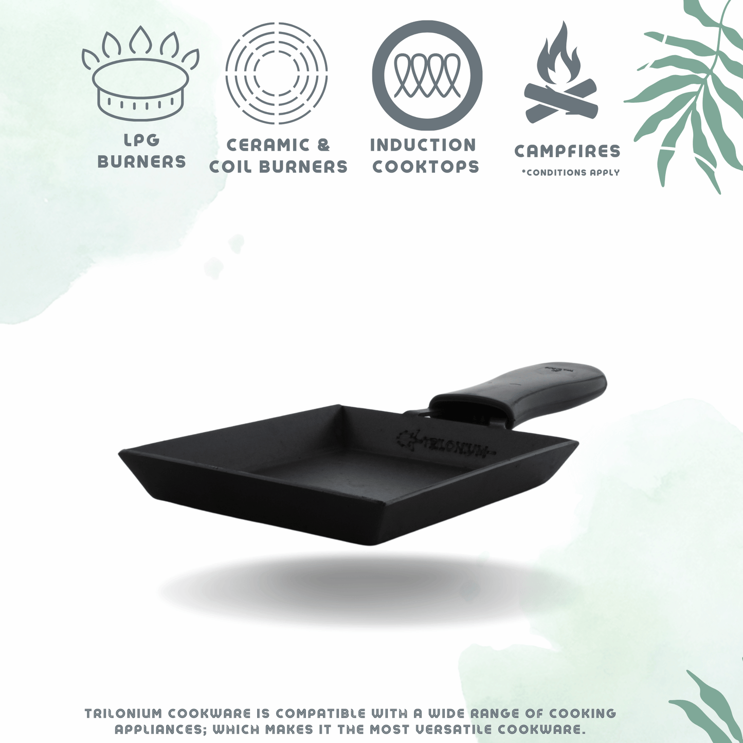 Trilonium Triple Seasoned Iron Square Omelette Pan - Japanese Tamagoyaki Egg Pan, 18x15 cm