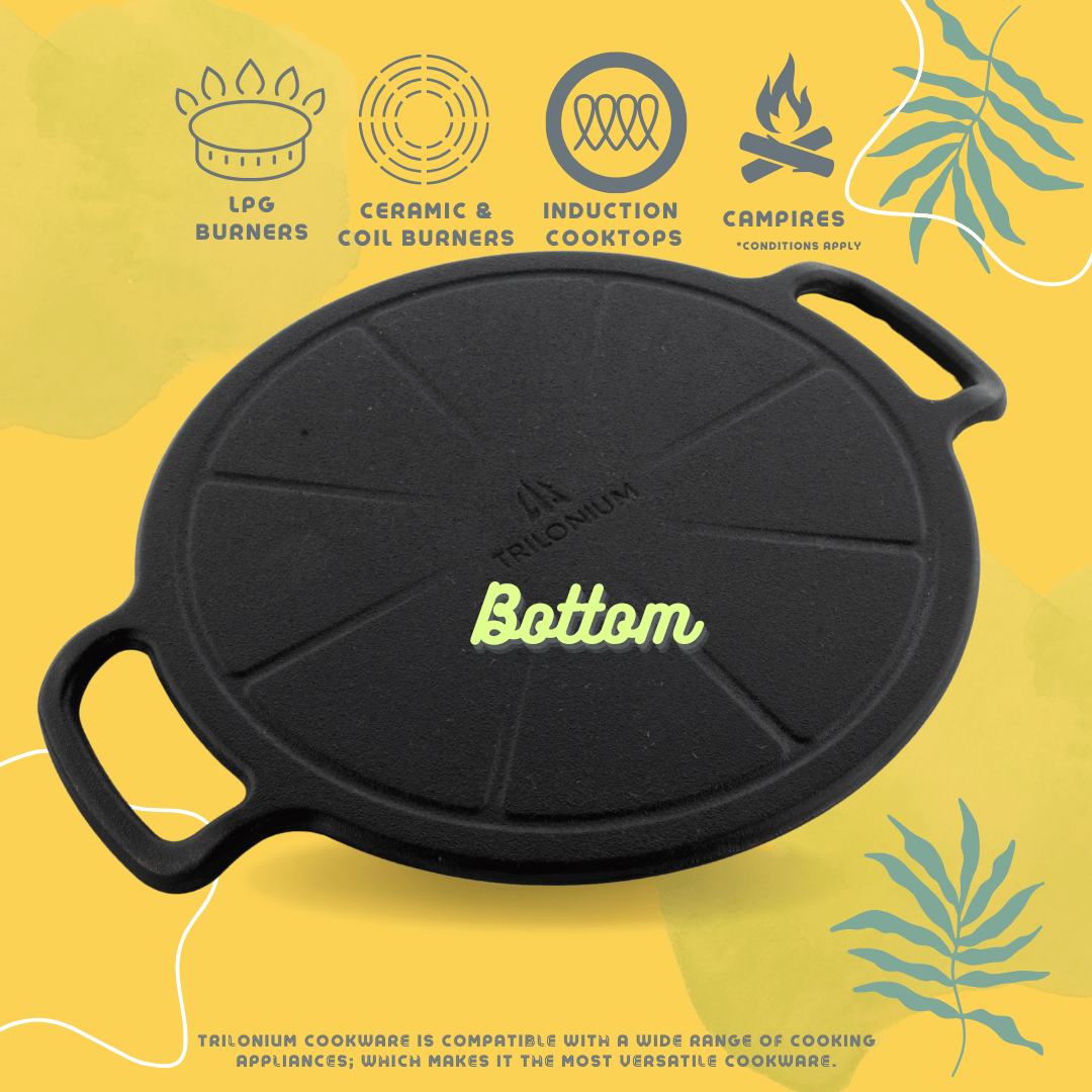 Trilonium Pre-Seasoned Cast Iron Infinity 3.0 Dosa Tawa 30 cms