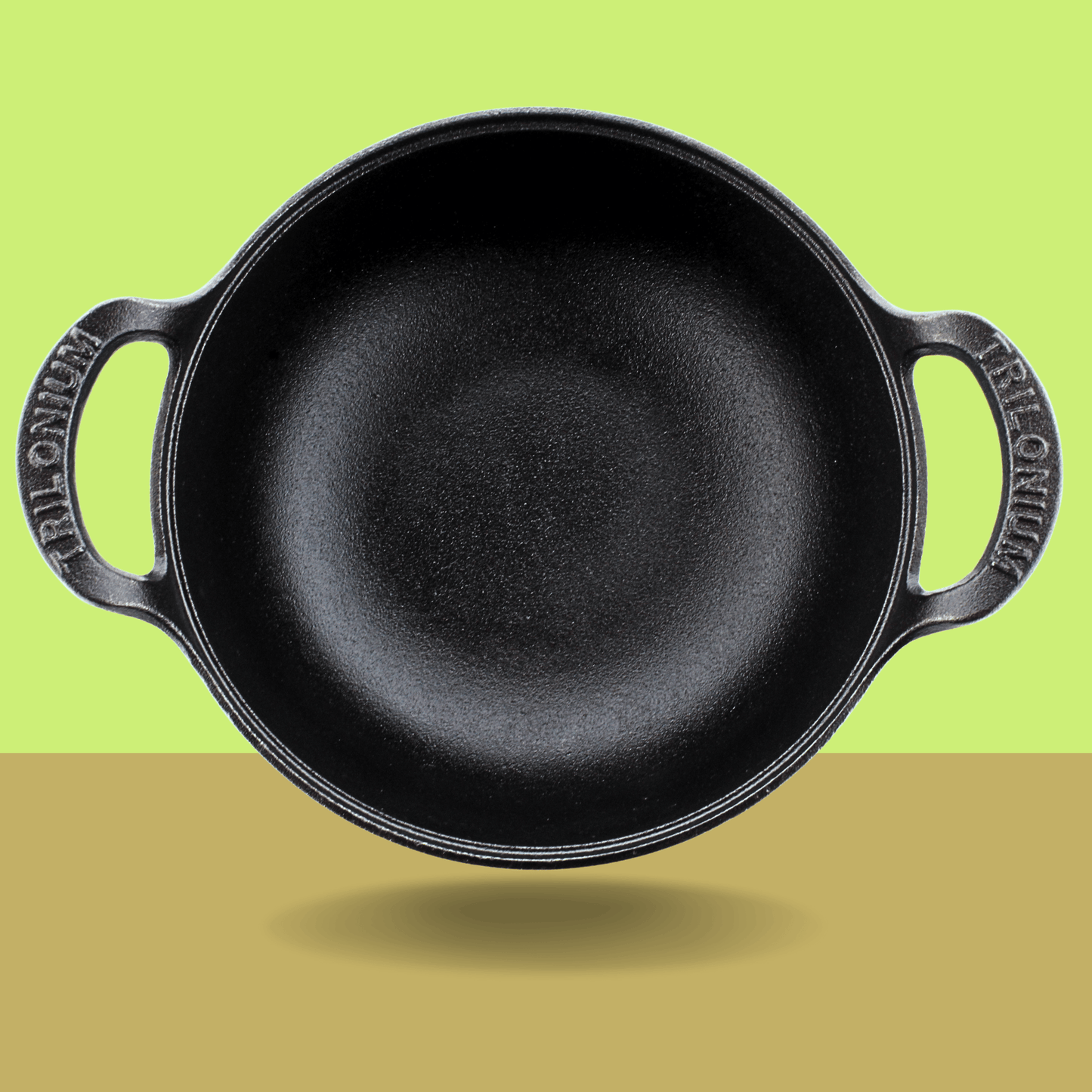 Trilonium Triple Seasoned Cast Iron CrockWok Kadhai 30 cms, 3.7 kgs With Lid