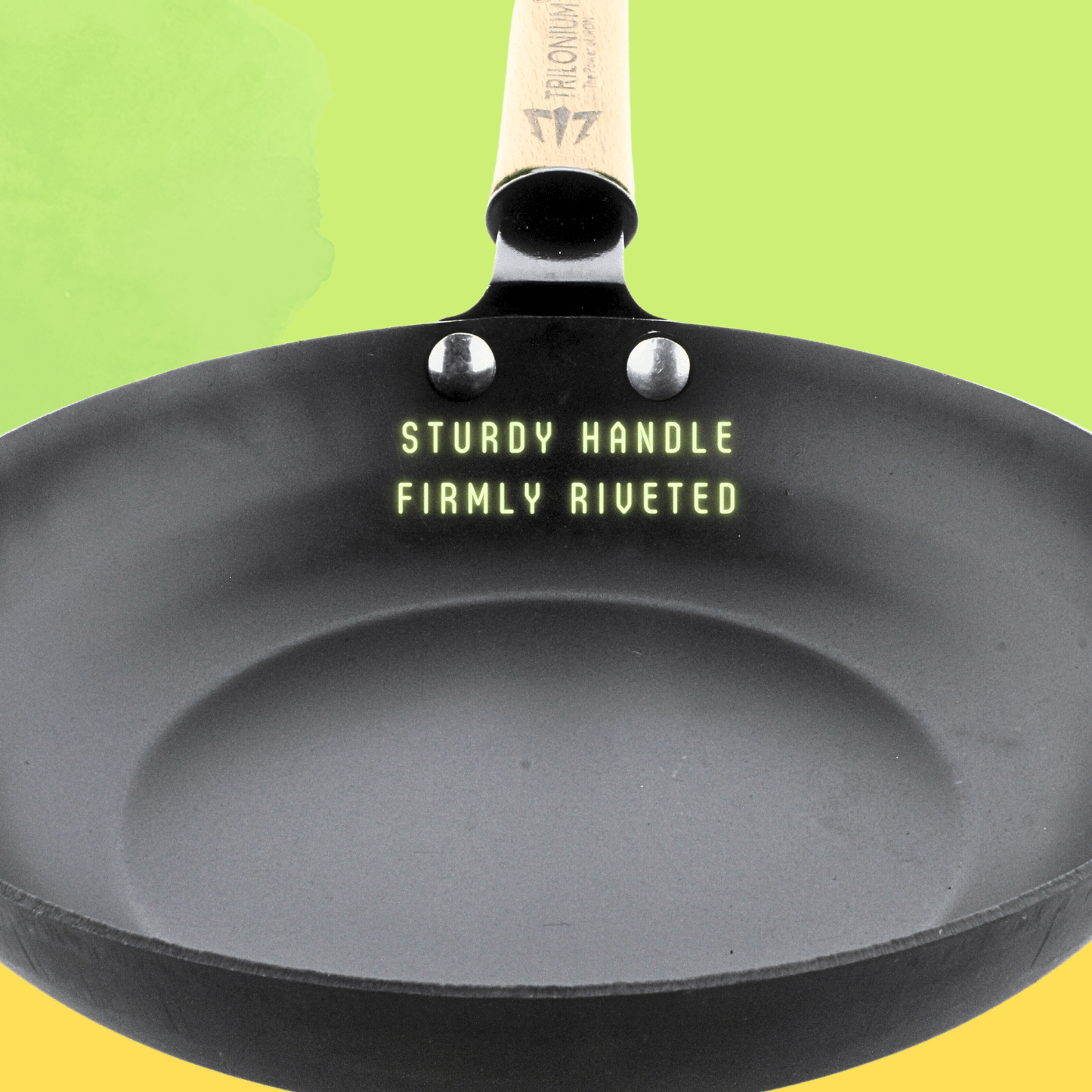 Trilonium Pre-Seasoned Carbon Steel Skillet Fry Pan 22 cms, Weighs 0.85 Kgs