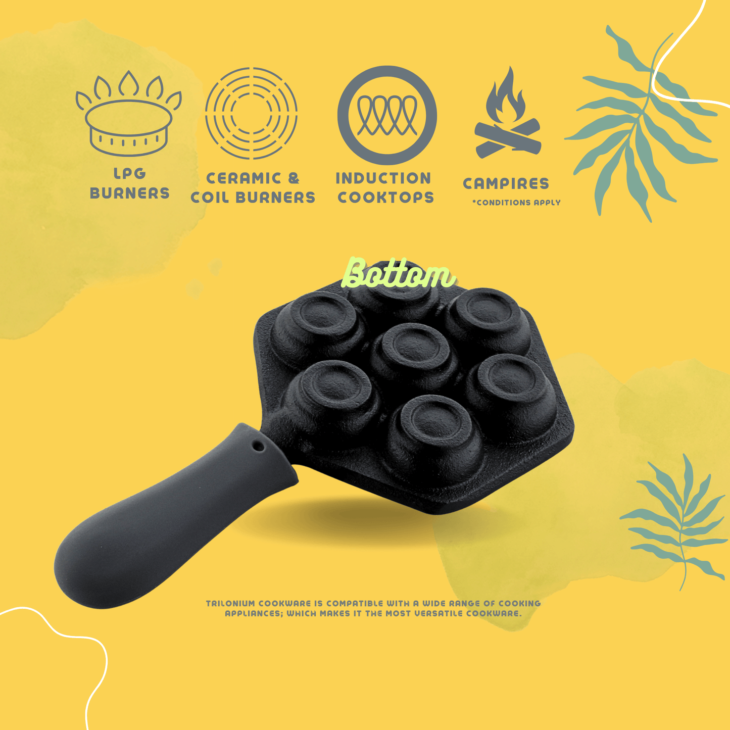 Trilonium Triple Seasoned Cast Iron Appe Paddu Paniyaram pan LHP7