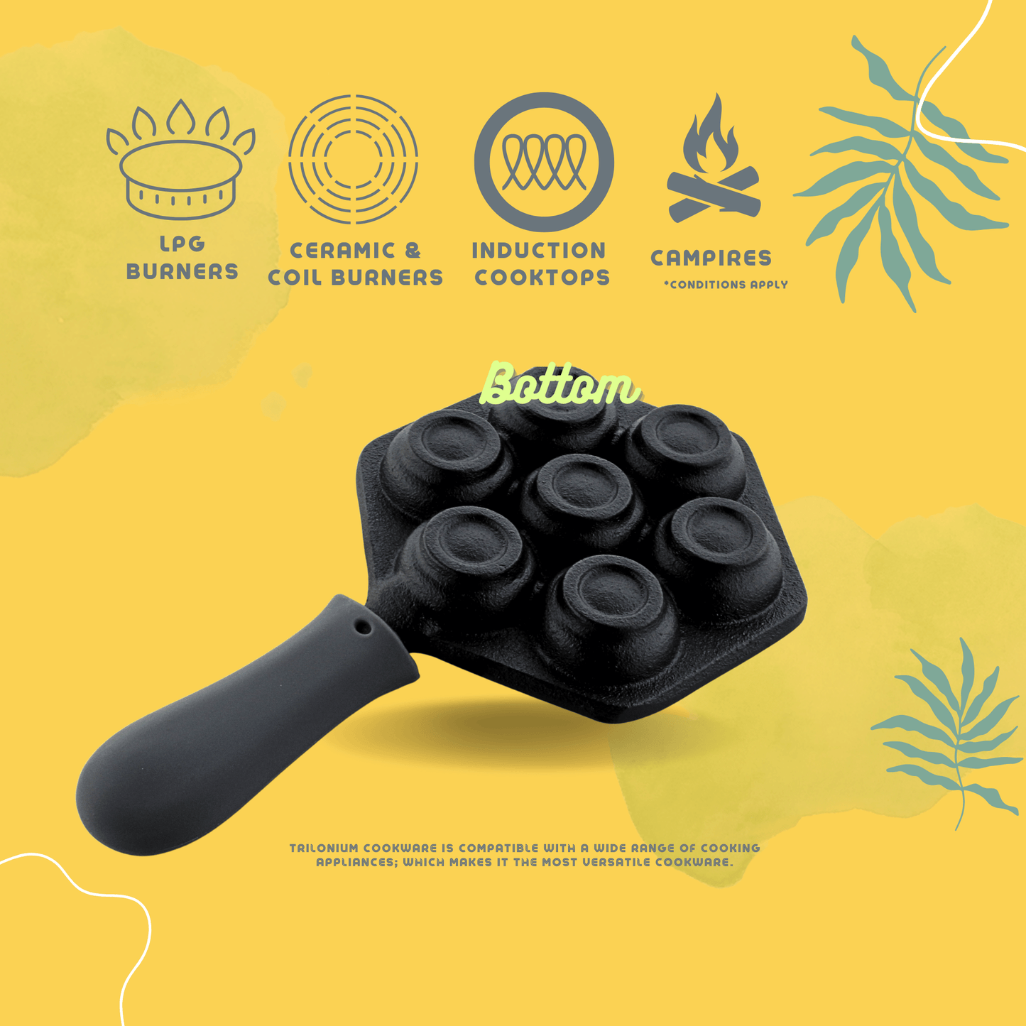 Trilonium Triple Seasoned Cast Iron Appe Paddu Paniyaram pan LHP7