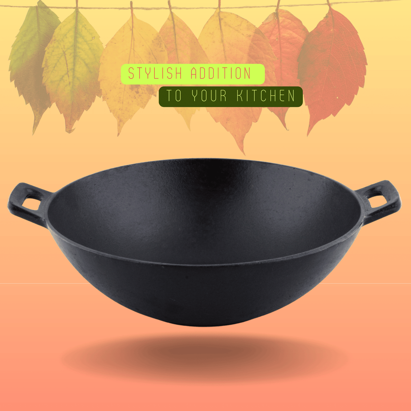 Trilonium Triple Seasoned Cast Iron Kadai 26 cm, Sleek, Capacity 3 Litres , With Toughened Glass Lid, Weighs 2.4 kgs