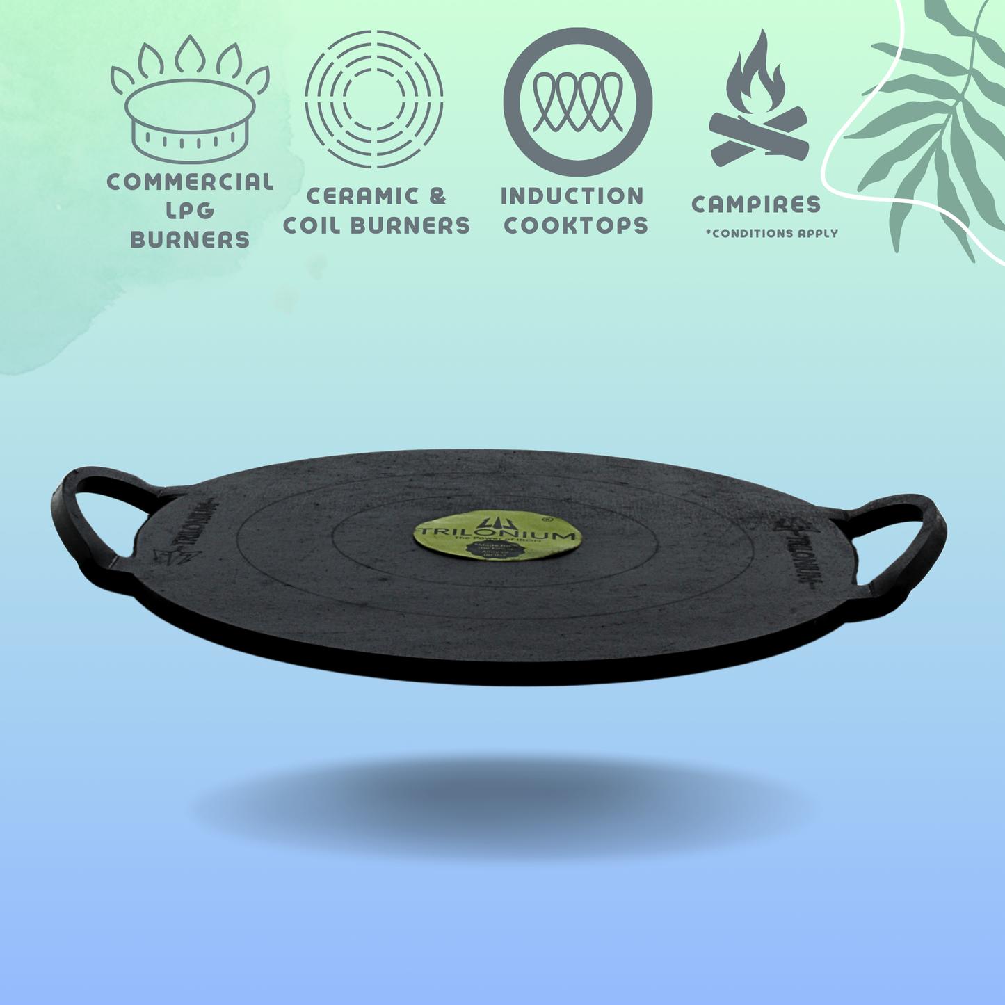 Trilonium Triple-Seasoned Iron Boulder Ultra Smooth Dosa Tawa 30 cms, 3.4 Kgs