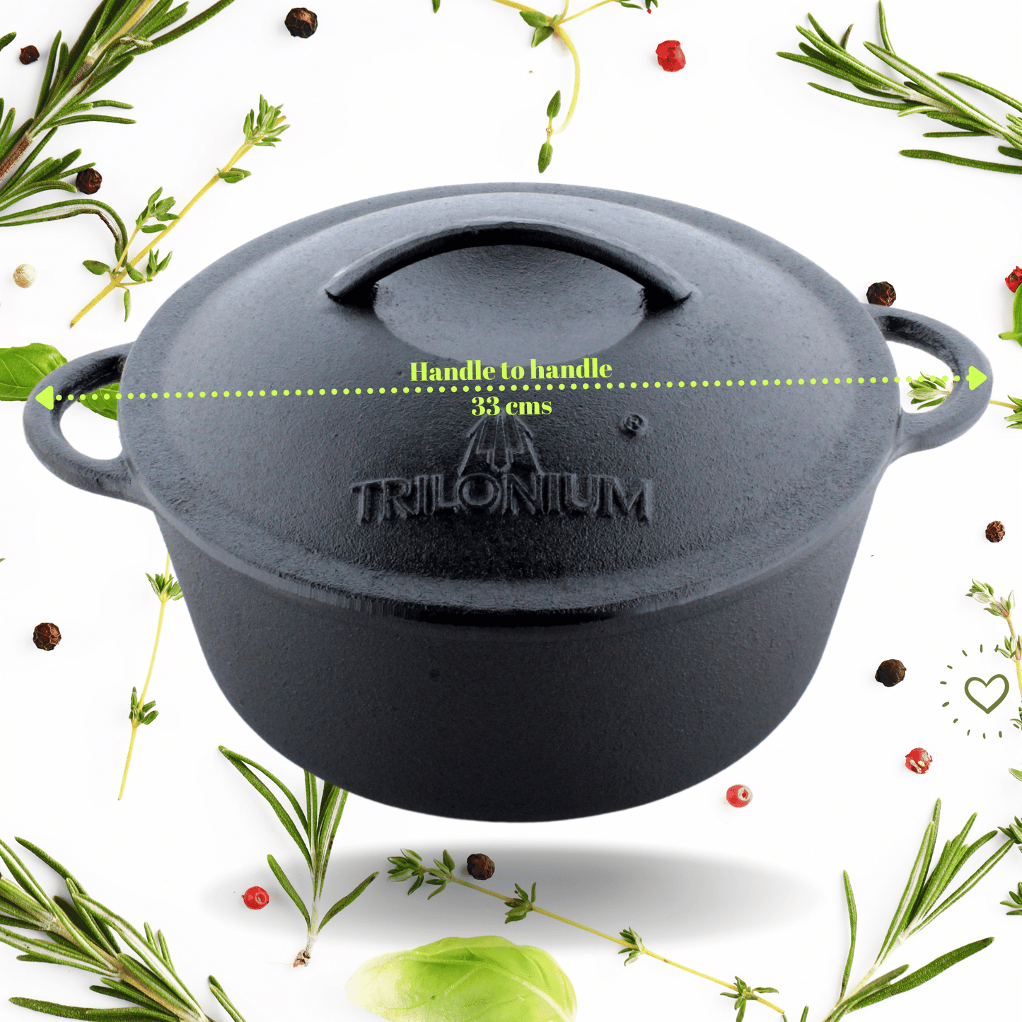 Trilonium Pre-Seasoned Cast Iron Combo Skillet Fry Pan 26cm + 5 Litres Dutch oven 26cm