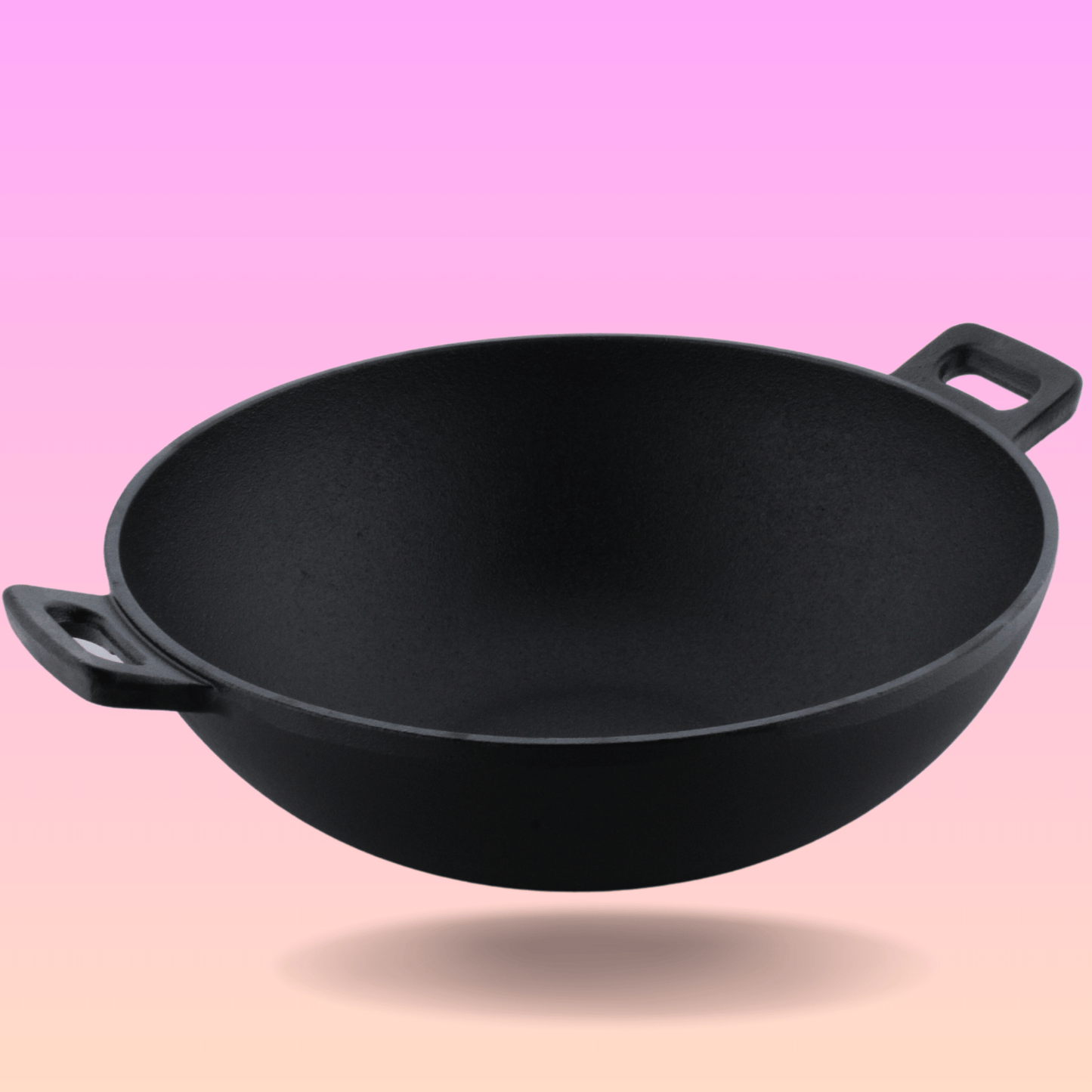 Trilonium Triple Seasoned Cast Iron Kadai 26 cm, Sleek, Capacity 3 Litres , With Toughened Glass Lid, Weighs 2.4 kgs