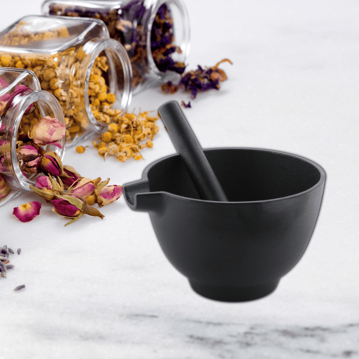 Trilonium Pre-Seasoned Cast Iron Khal batta | Mortar and Pestle - Herbs and spice masher 15 cm