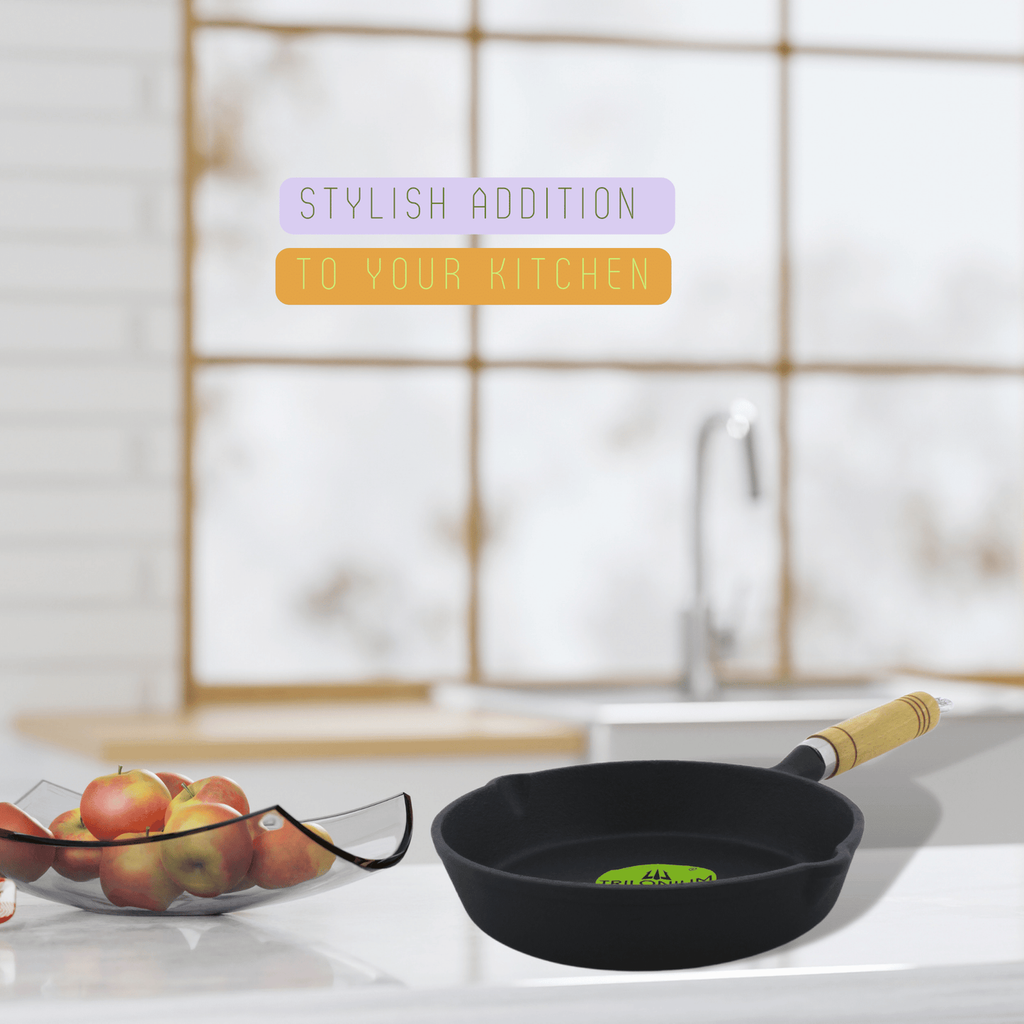 Trilonium Wooden Handle 20cms Skillet + Crockwok 24cms Combo
