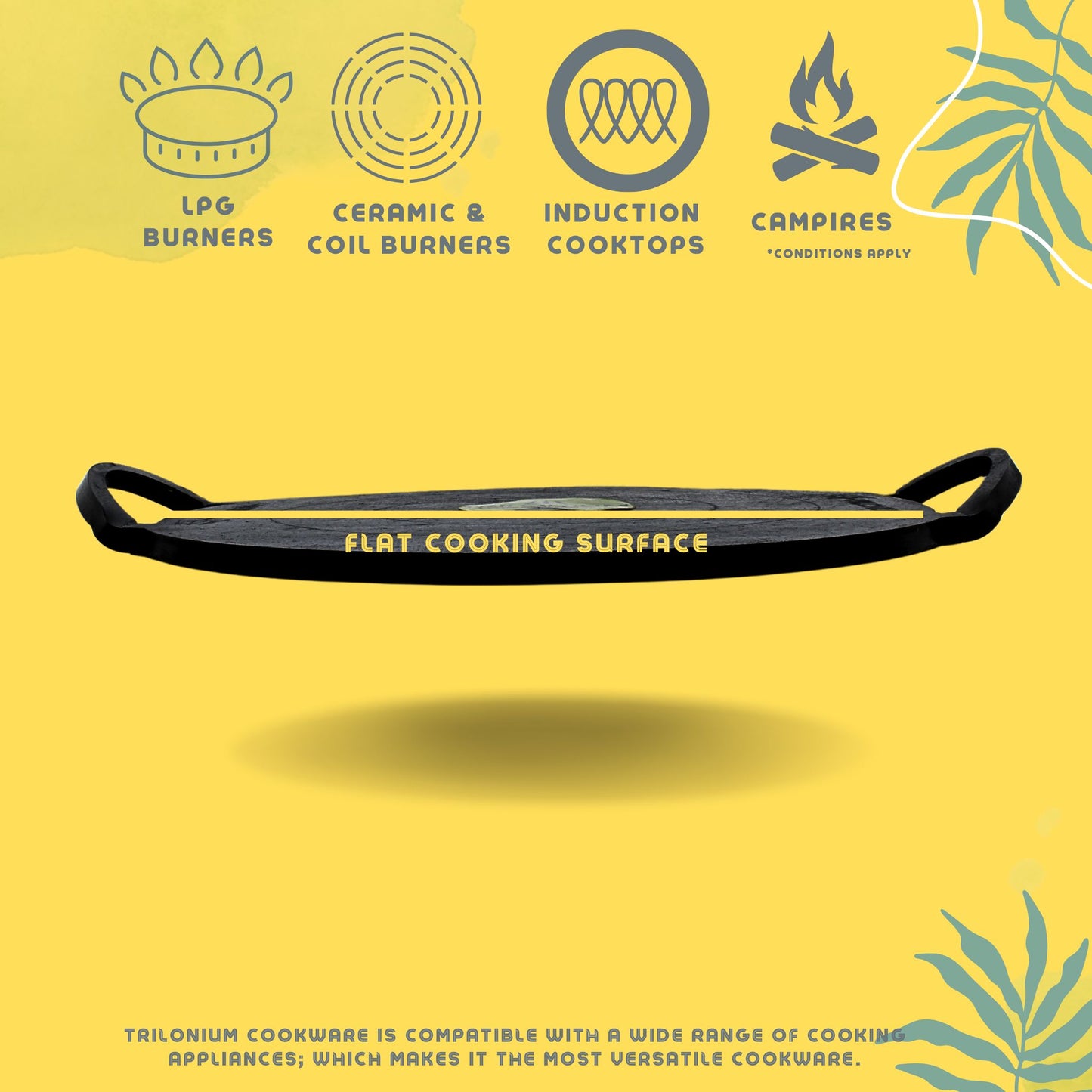 Trilonium Triple-Seasoned Iron Boulder Dosa Tawa 28 cms, 3 Kgs