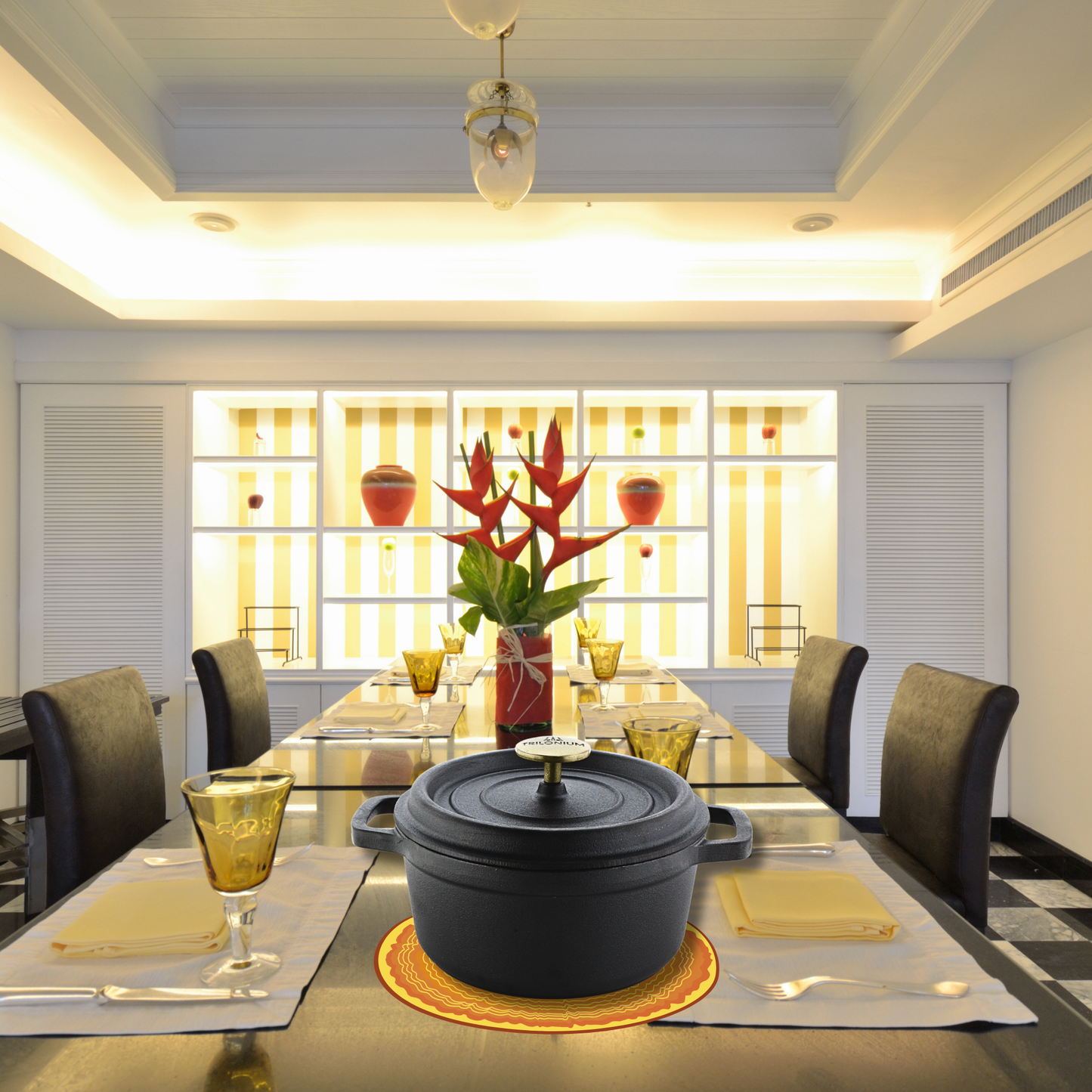 Trilonium Pre-Seasoned Cast Iron Dutch Oven Pot, Casserole, Biryani Pot, Cooking Pot, 20cm