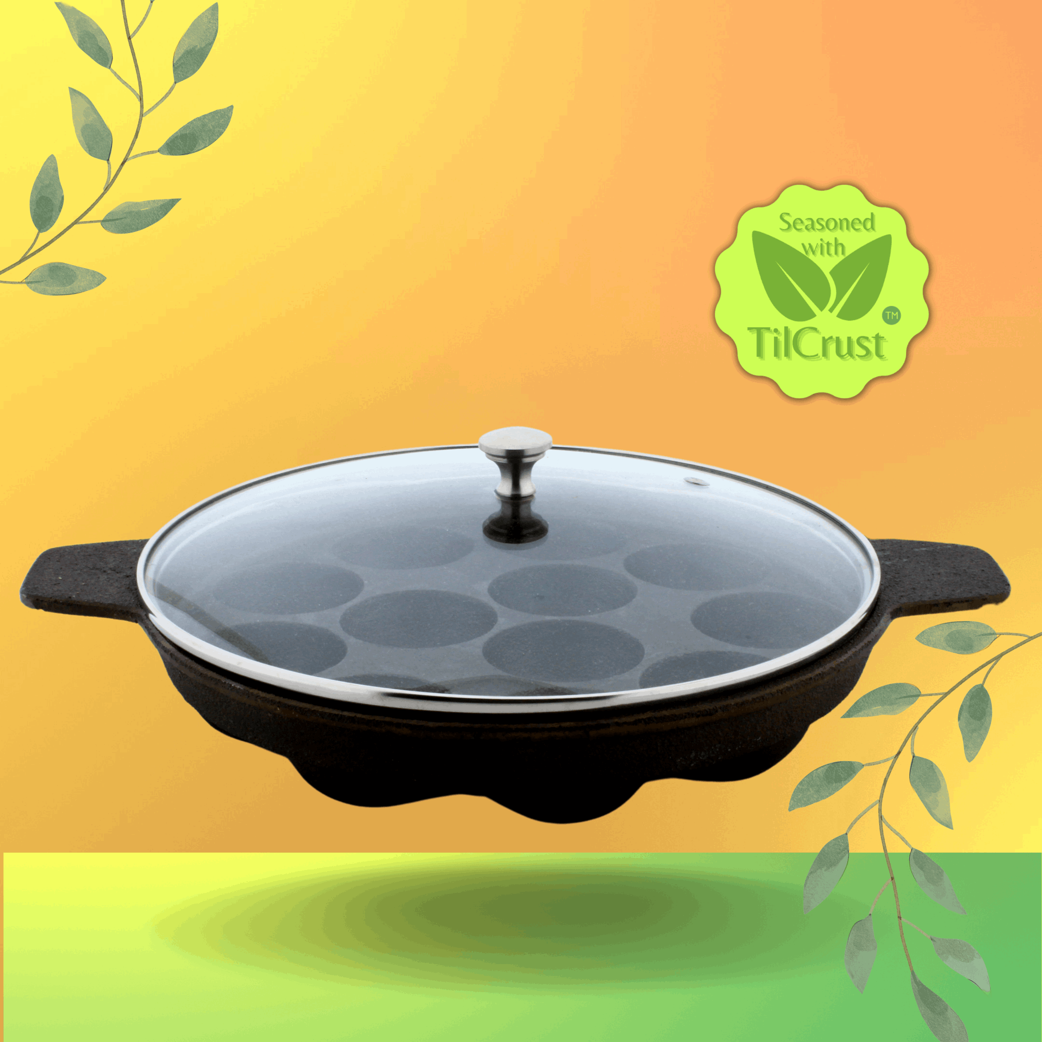 PG COUTURE Paniyaram Pan Natural Cookware Pre-Seasoned Cast Iron Paniyaram  Pan (
