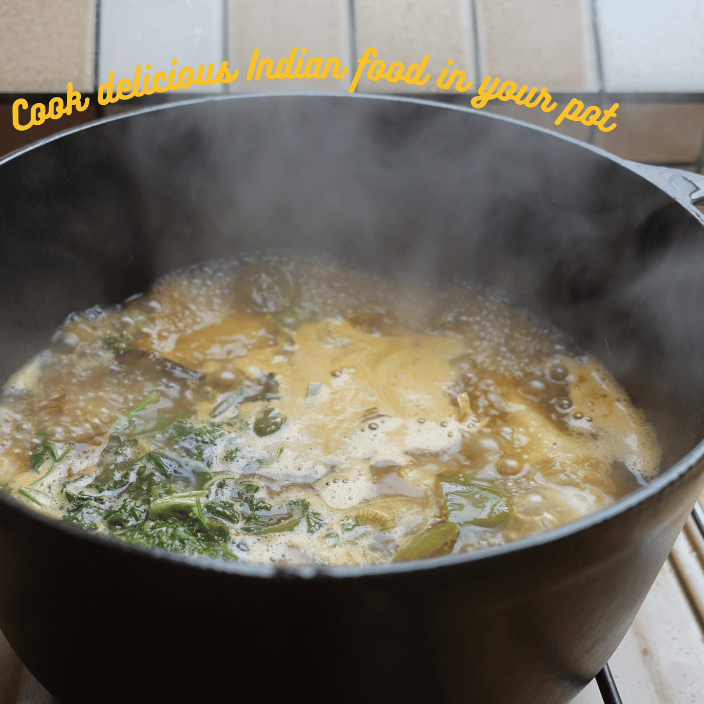 Trilonium Pre-Seasoned Cast Iron Dutch Pot, Casserole, Biryani Pot, Cooking Pot with Glass lid, 24cm, 3.5 Litres, 3.7 Kgs