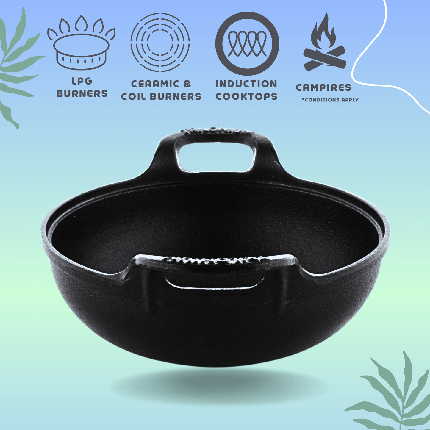 Trilonium Wooden Handle 20cms Skillet + Crockwok 24cms Combo