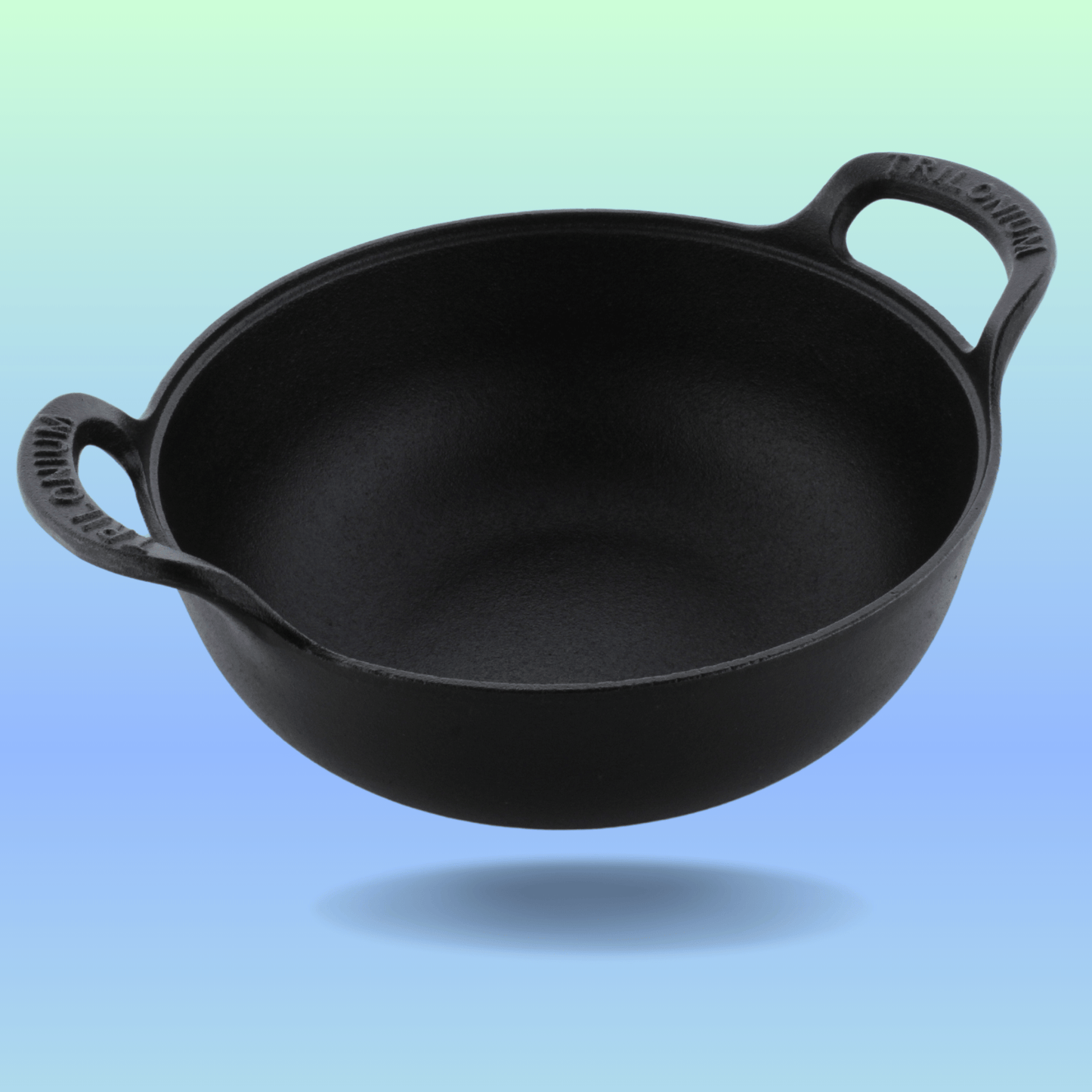 Trilonium Triple Seasoned Cast Iron CrockWok Kadhai 30 cms, 3.7 kgs With Lid