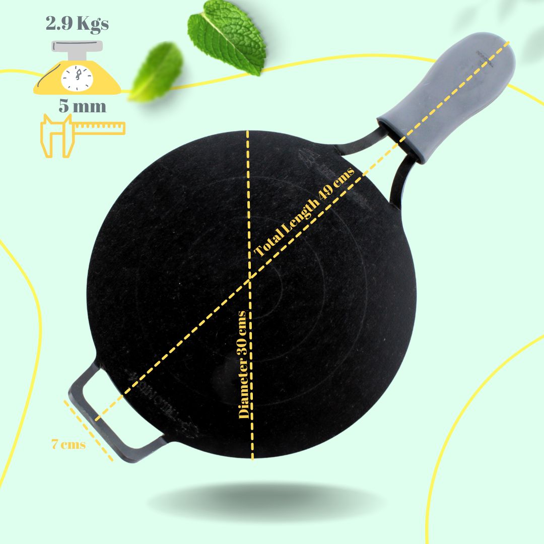 Trilonium Triple Seasoned Iron Dhruva Tawa 30cms, 2.9 kgs