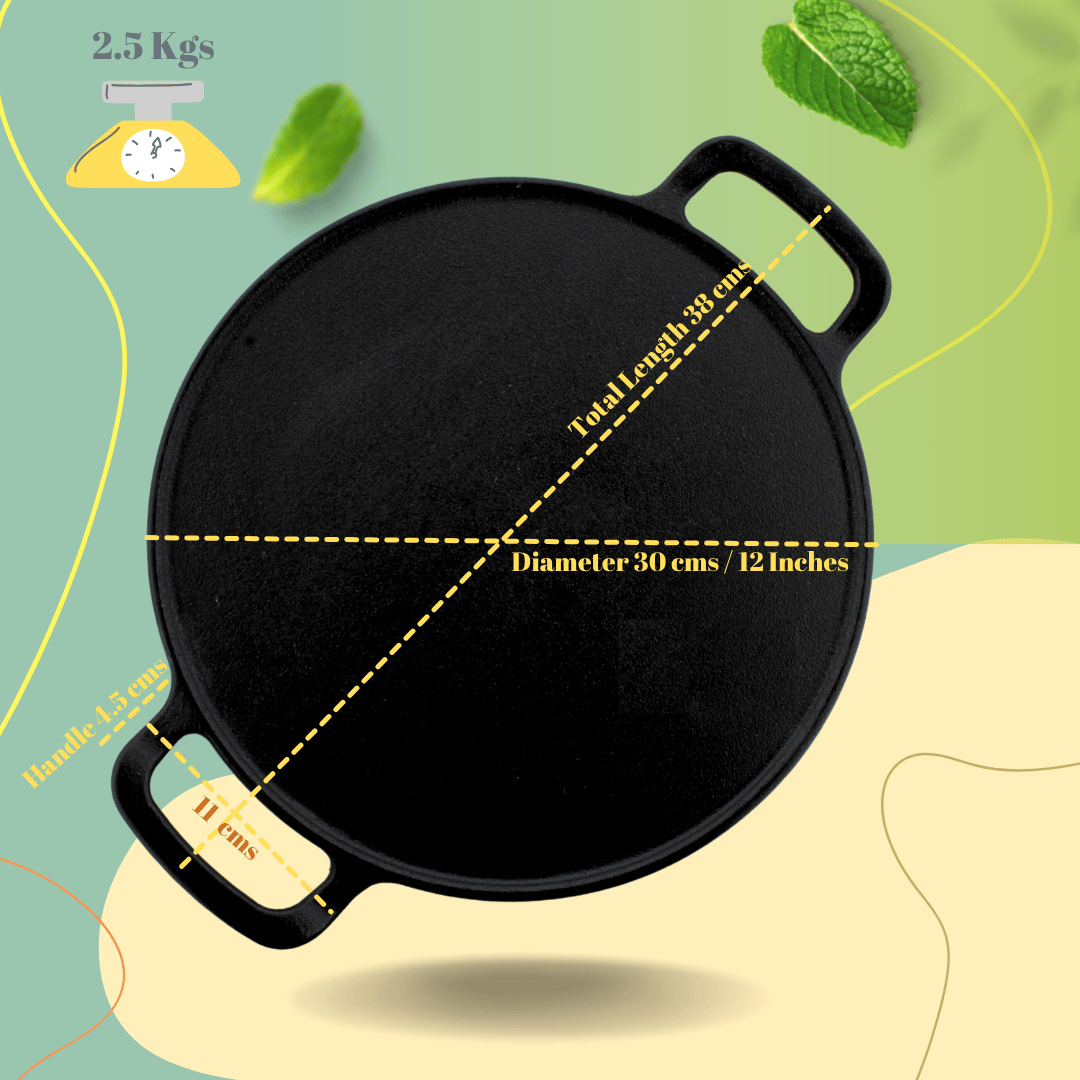 Trilonium Pre-Seasoned Cast Iron Infinity 3.0 Dosa Tawa 30 cms