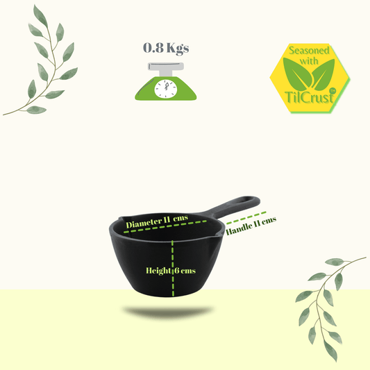 Trilonium Triple Seasoned Cast Iron Tadka Pan 11 cms, weighs 0.8 kgs