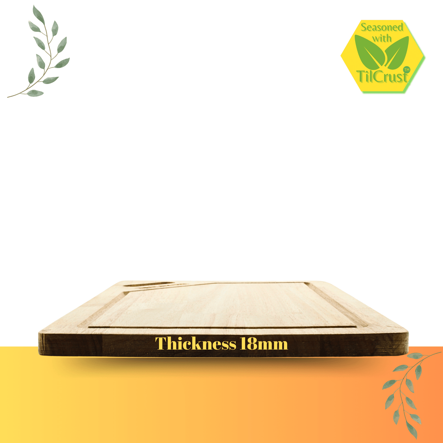 Trilonium Rubberwood Cutting Chopping board 15.5 x 11 inches
