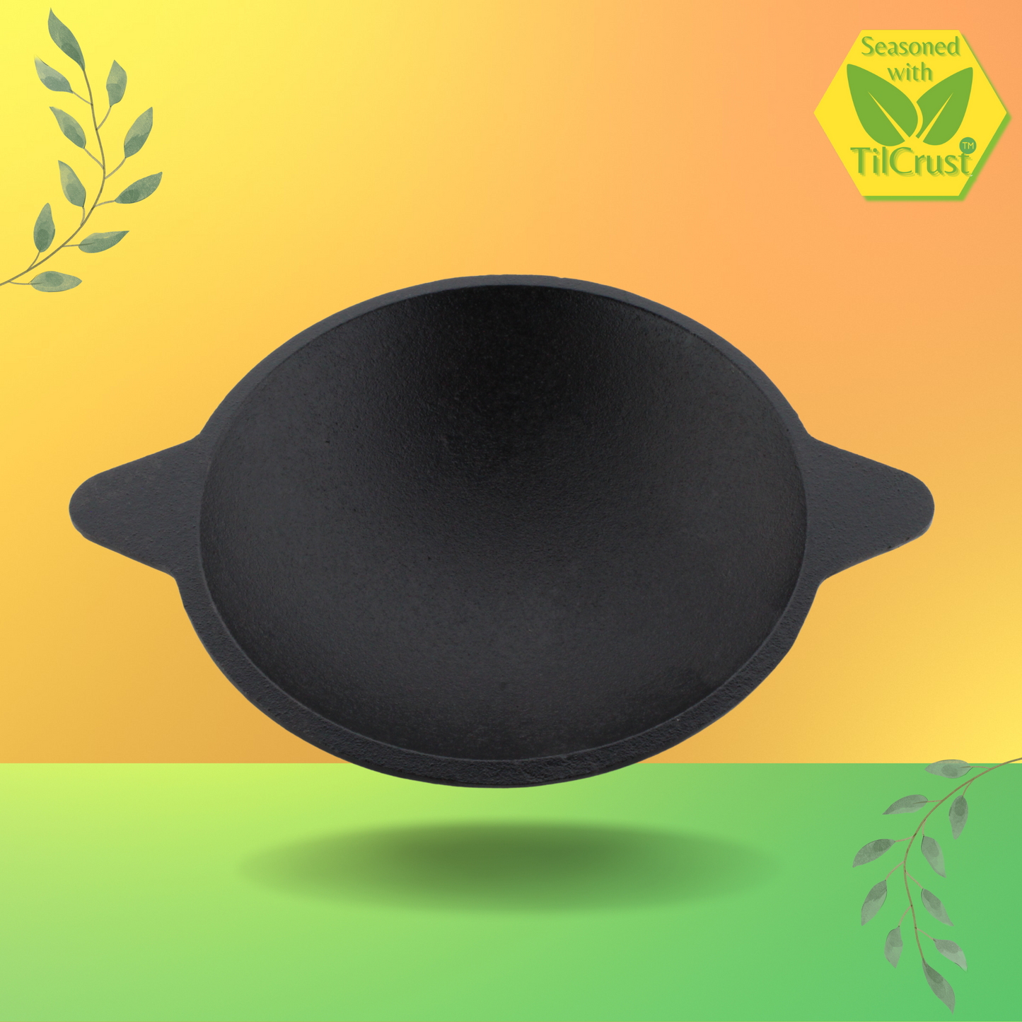 Trilonium Pre-Seasoned Cast Iron Appam Pan 8 Inches, 2.16 Kgs