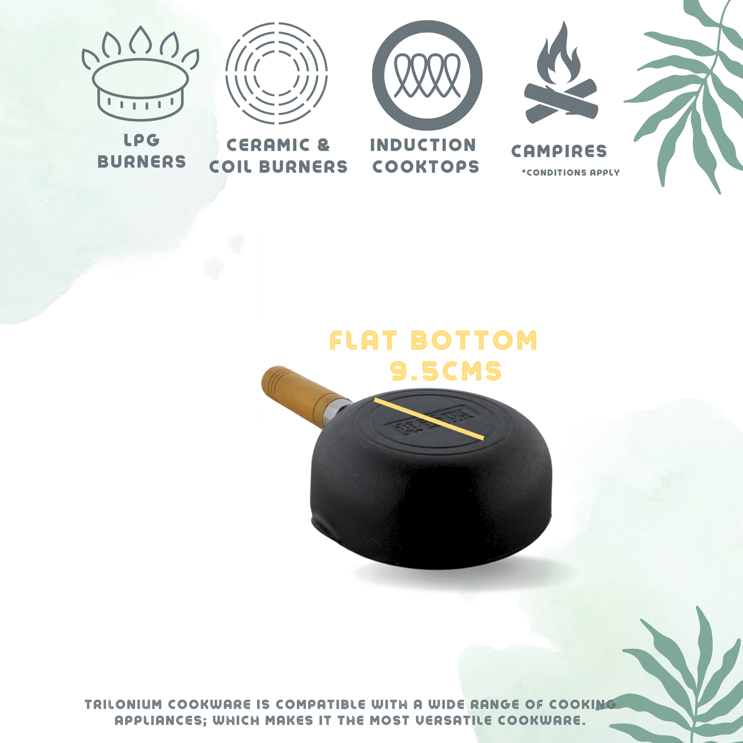 Trilonium Pre-seasoned Cast Iron Tadka Pan 13 cms | Chinese melting pot 400ml