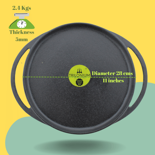 Trilonium Pre-Seasoned Cast Iron Dosa Tawa, Infinity 2.0, Diameter 11 inches, Weighs 2.4 Kgs