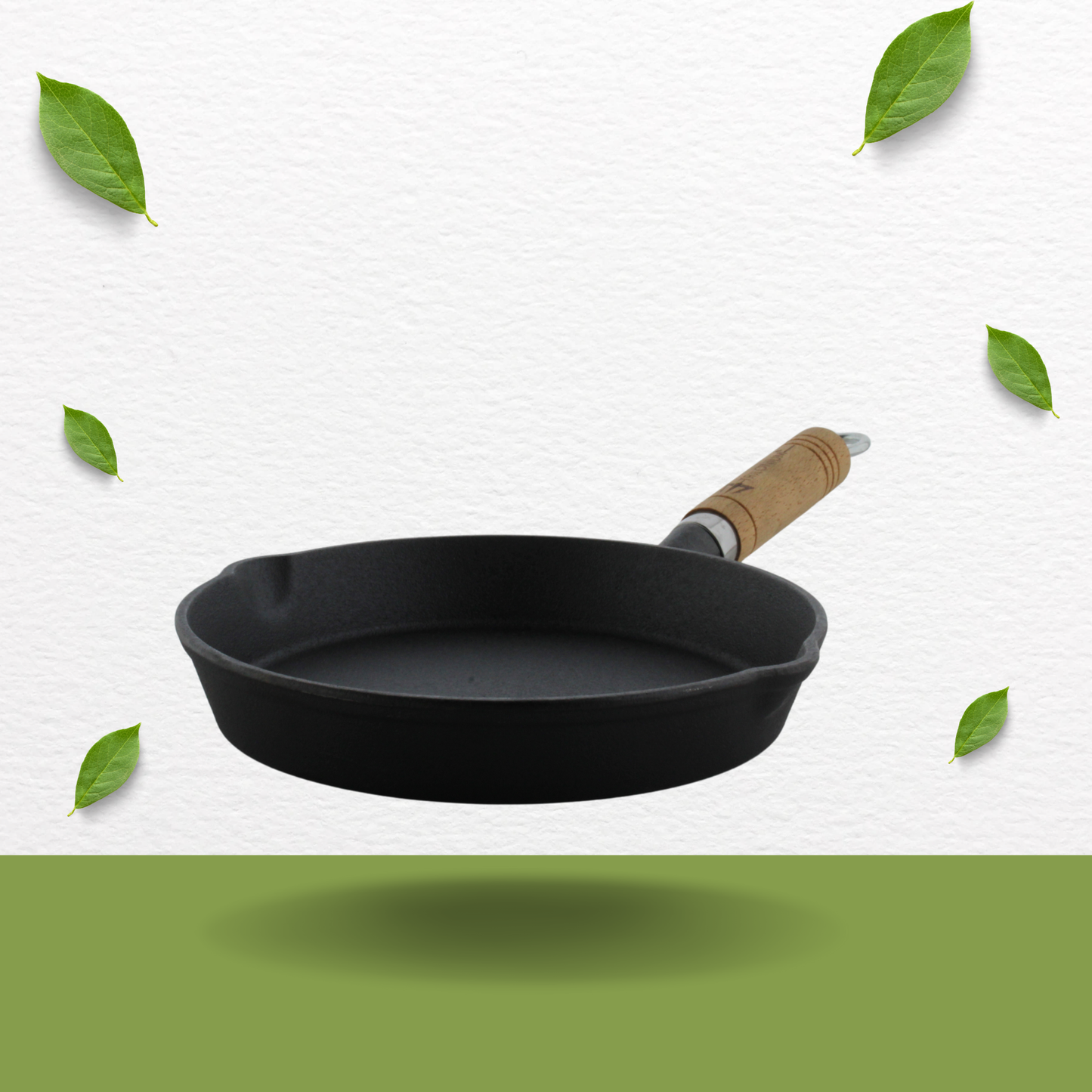 Trilonium Cast Iron Wooden handle Skillet 20 cms | Pre-Seasoned with TilCrust™ | Weighs 1.2 Kgs | Induction Compatible