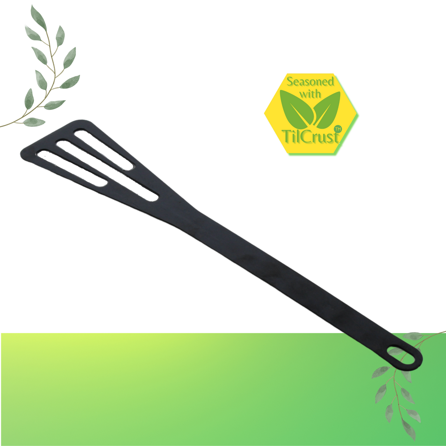 Trilonium Iron Dosa Roti Karandi Turner Spatula 30 cms ( Seasoned not coated) + TilCrust™ BeesWax Seasoning Tikki (Combo)