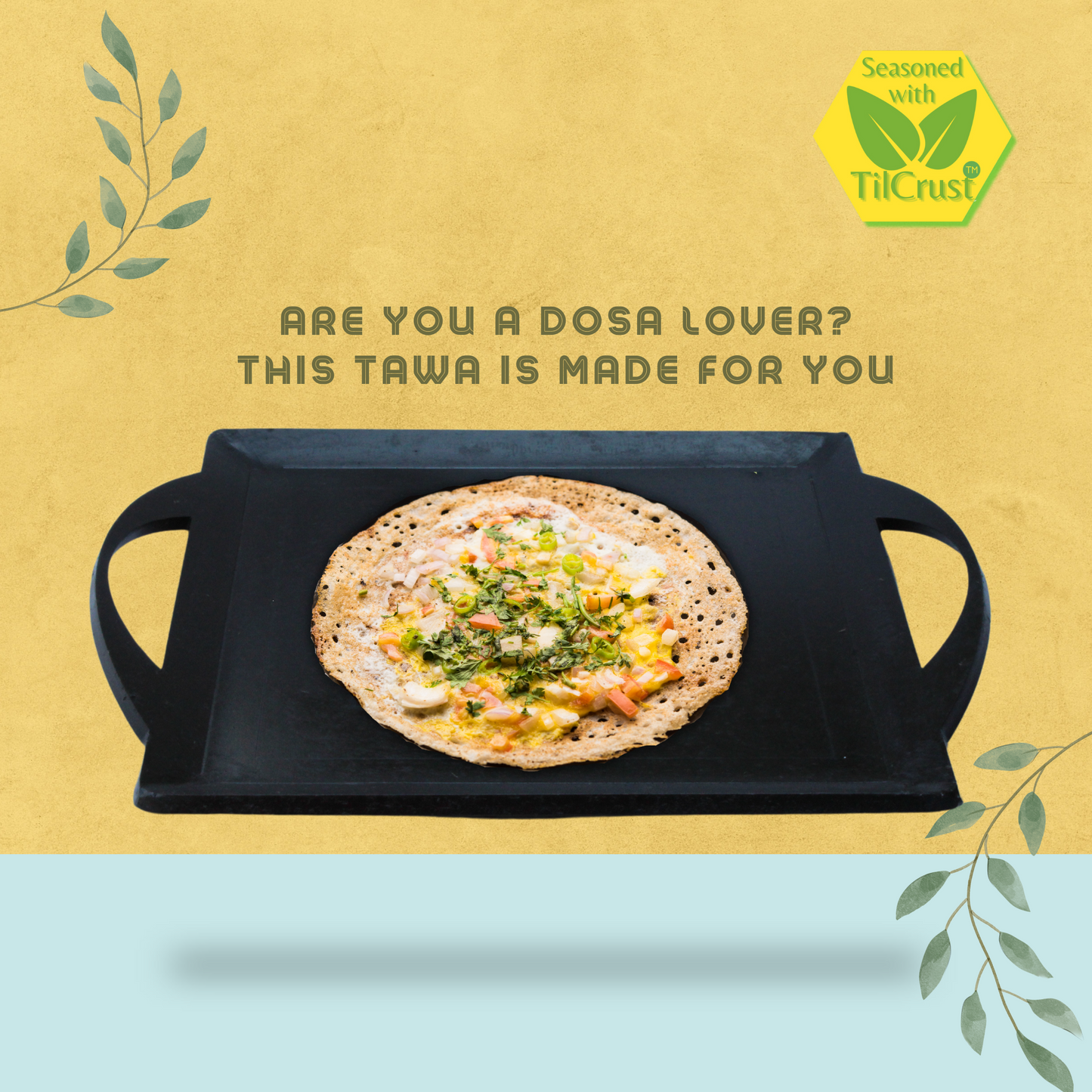 Trilonium Triple Seasoned Iron Fish fry Griddle Tawa 26 x 26 cms , Ultra Smooth, Weighs 3.4 Kgs