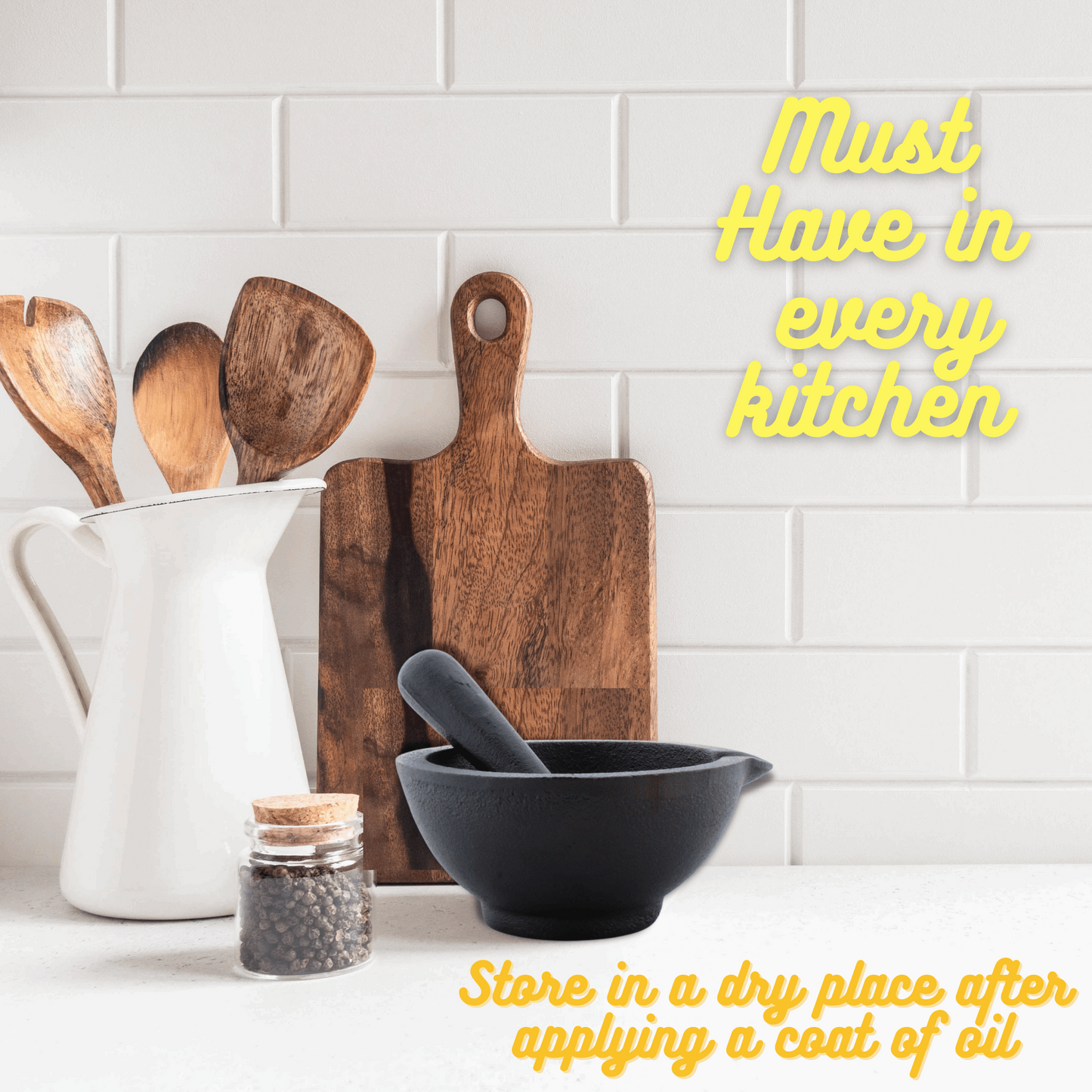 Cast Iron Khal batta | Mortar and Pestle set - Herbs and spice masher | Pre-Seasoned | 11 cms