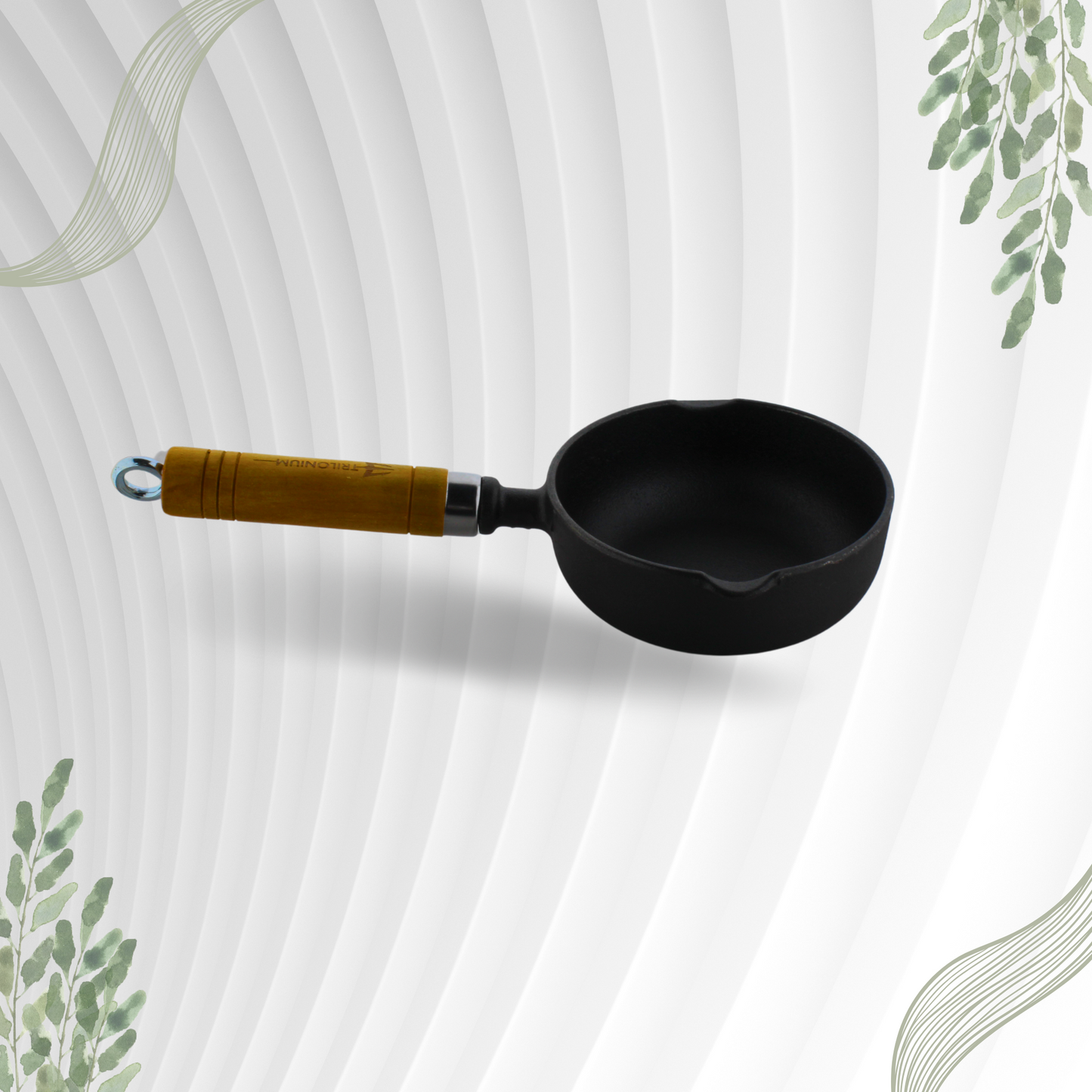 Trilonium Pre-seasoned Cast Iron Tadka Pan 13 cms | Chinese melting pot 400ml