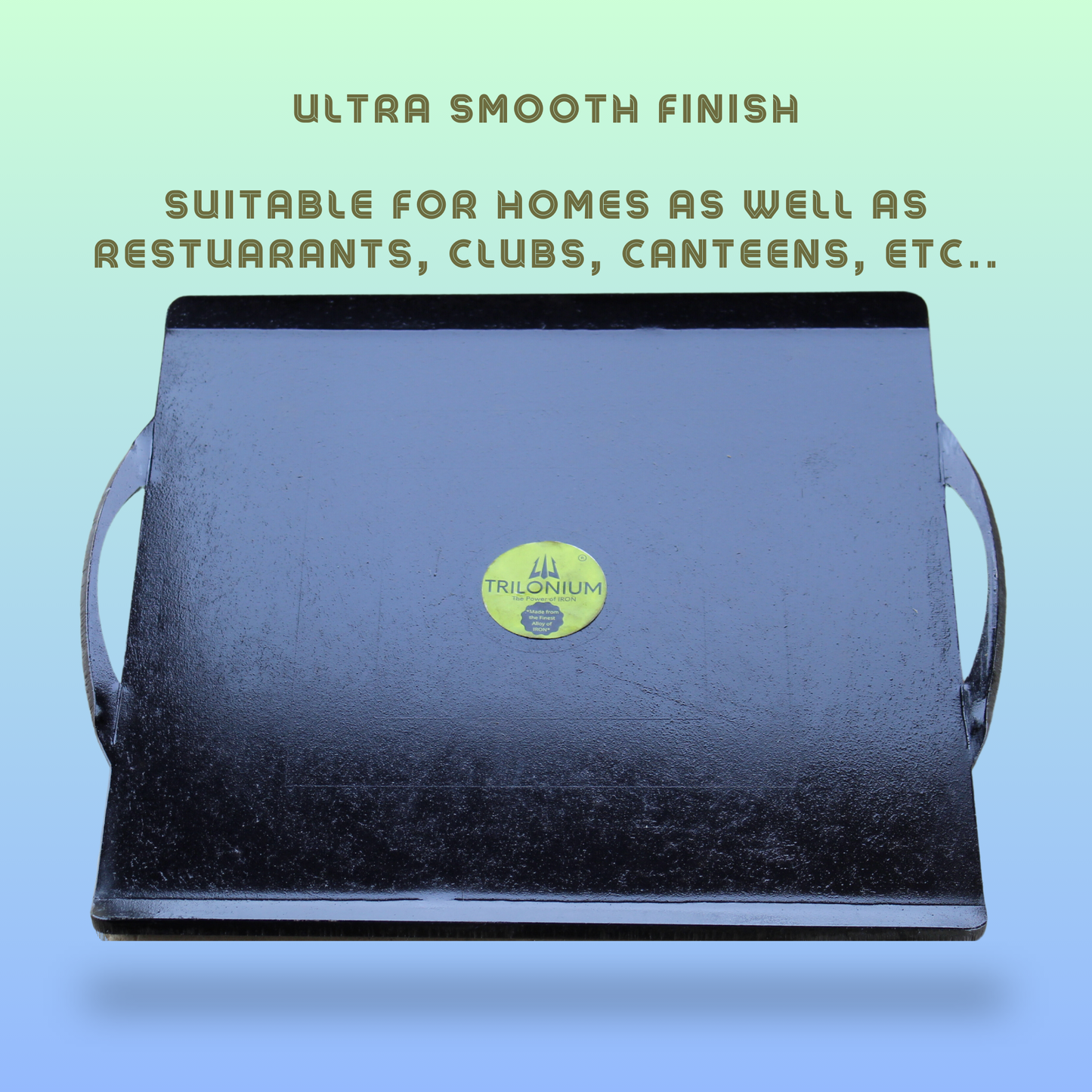 Trilonium Triple-Seasoned Iron Boulder Square Griddle Dosa Tawa 38 x 38 cms , Ultra Smooth, Weighs 9.5 Kgs