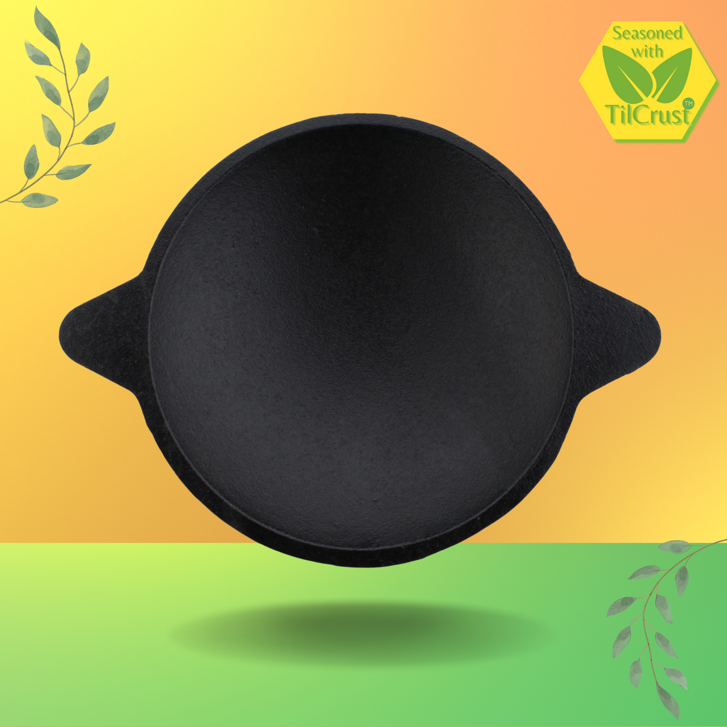 Trilonium Pre-Seasoned Cast Iron Appam Pan 8 Inches, 2.16 Kgs