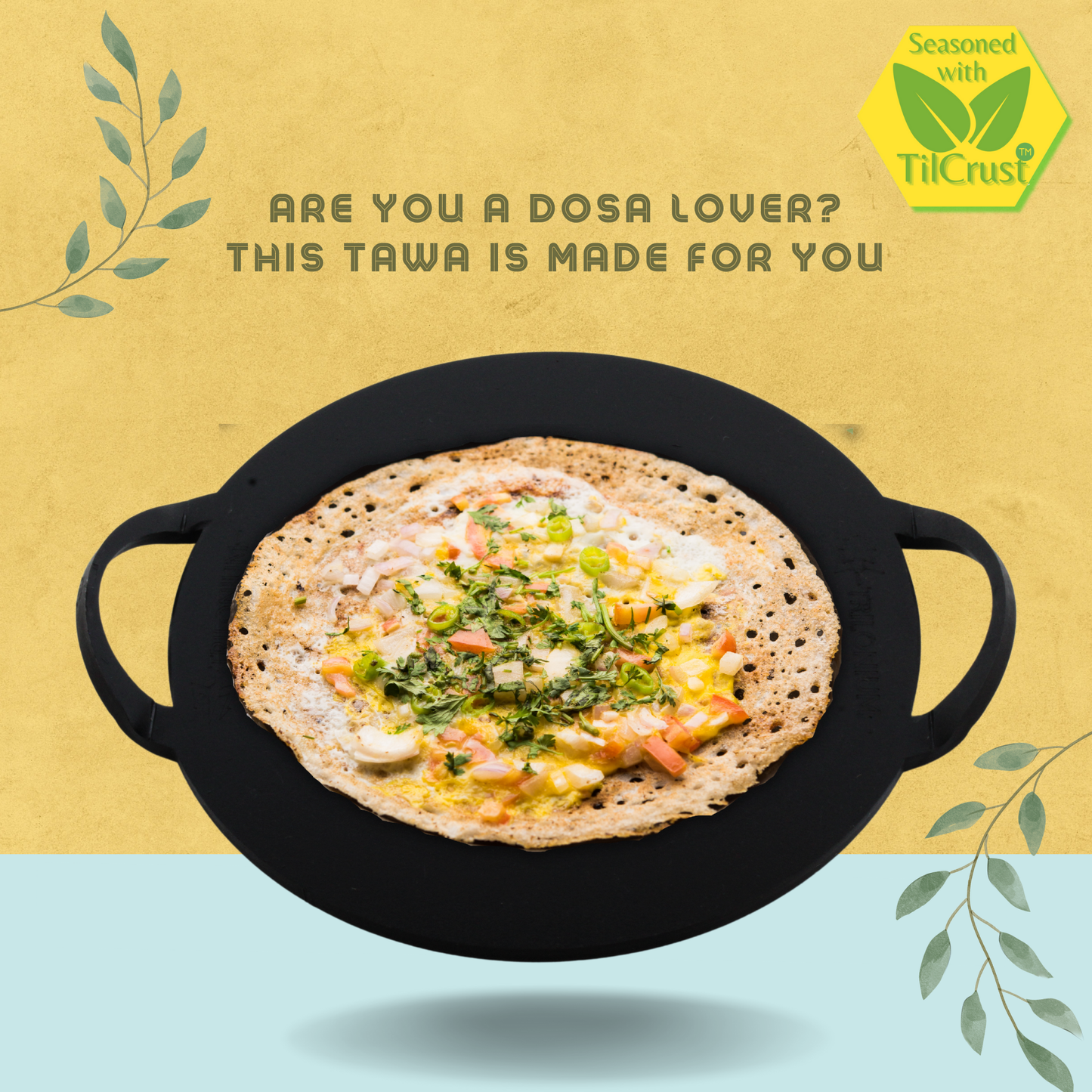 Trilonium Triple-Seasoned Iron Boulder Ultra Smooth Dosa Tawa 30 cms, 3.4 Kgs