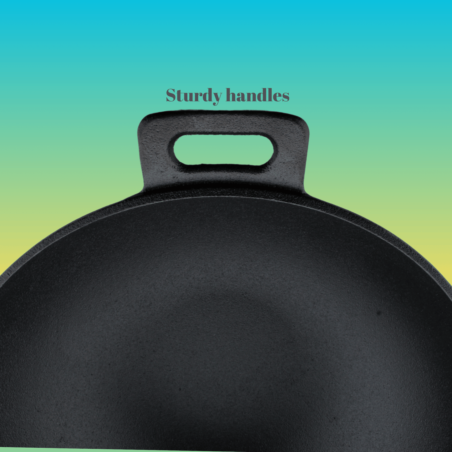 Trilonium Triple Seasoned Cast Iron Kadai 26 cm, Sleek, Capacity 3 Litres , With Toughened Glass Lid, Weighs 2.4 kgs
