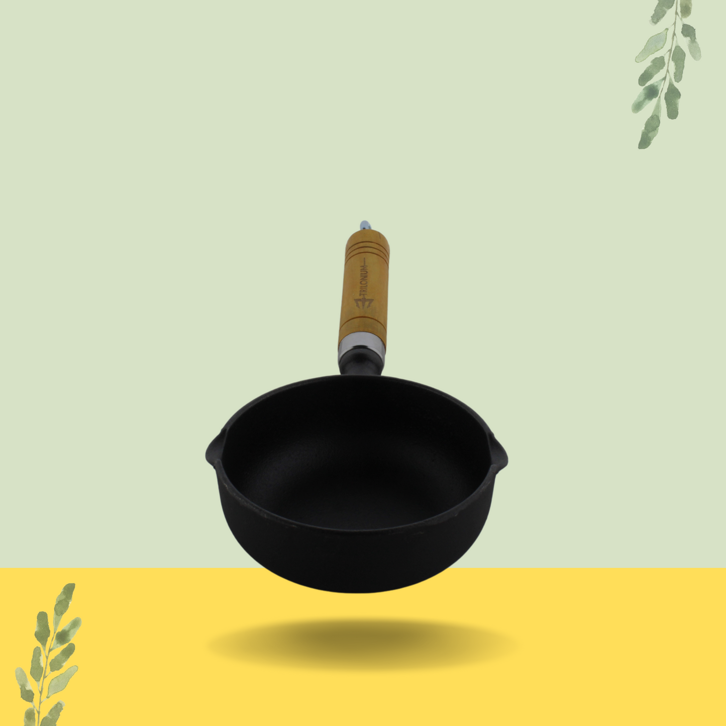 Trilonium Pre-seasoned Cast Iron Tadka Pan 13 cms | Chinese melting pot 400ml