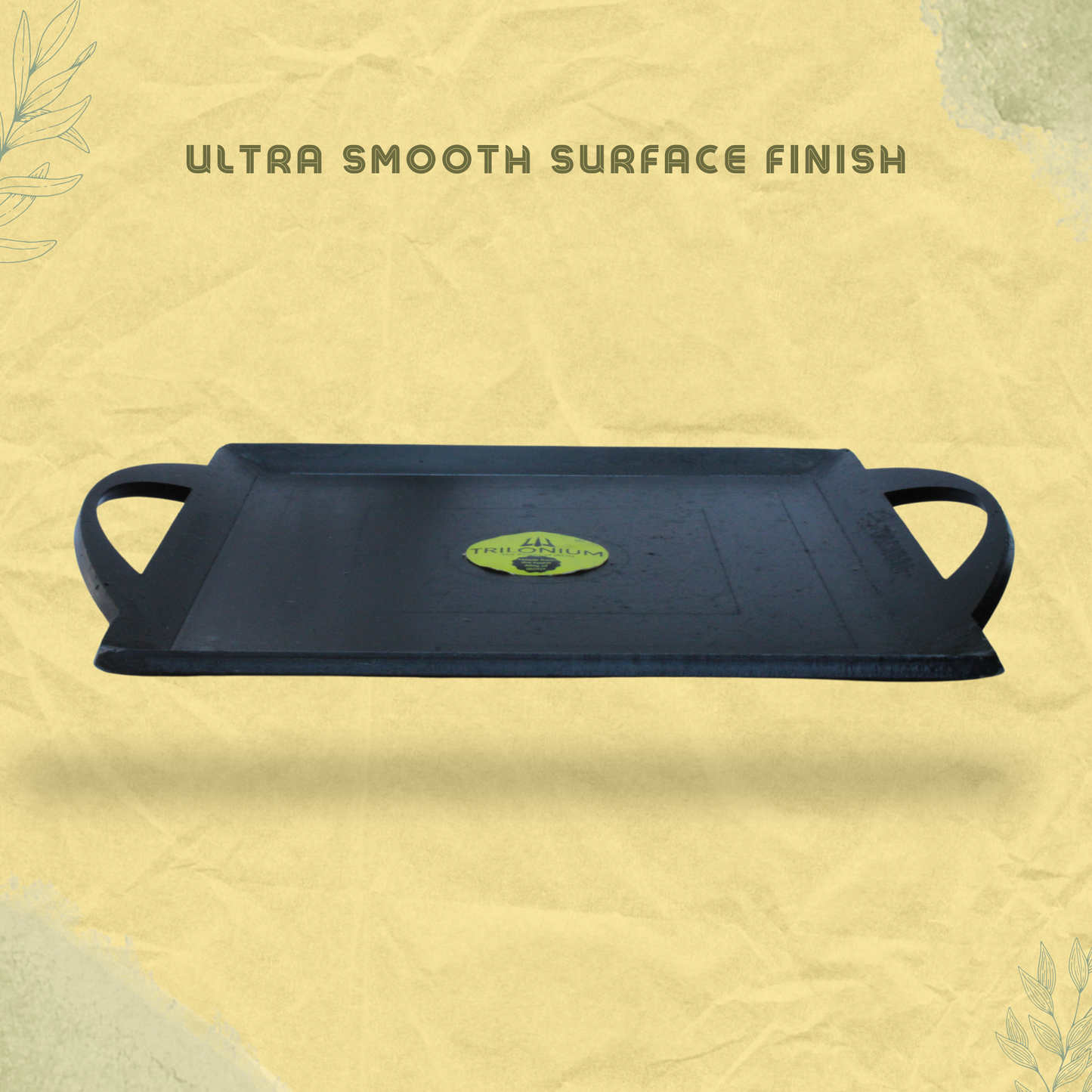 Trilonium Triple Seasoned Iron Fish fry Griddle Tawa 26 x 26 cms , Ultra Smooth, Weighs 3.4 Kgs