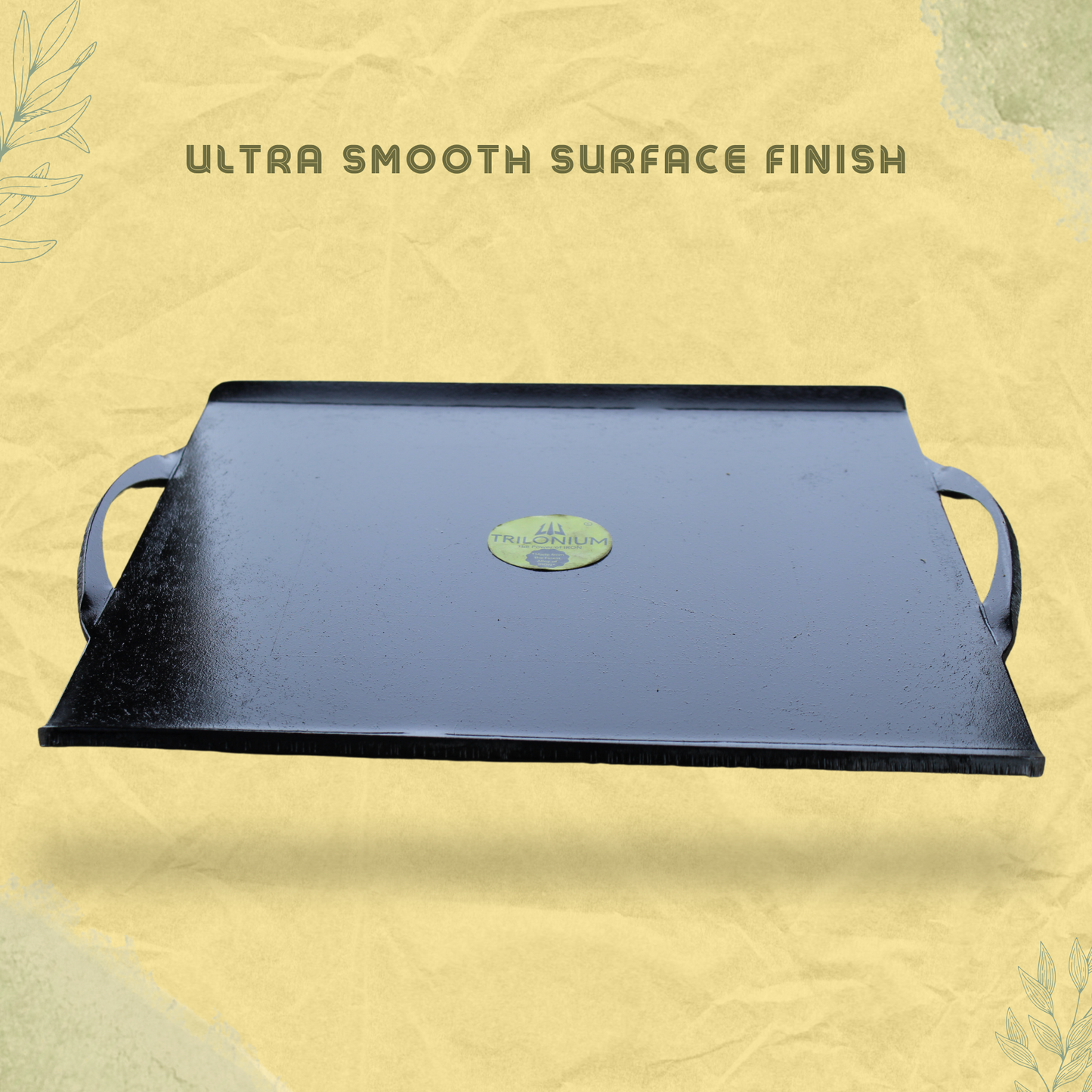Trilonium Triple-Seasoned Iron Boulder Square Griddle Dosa Tawa 38 x 38 cms , Ultra Smooth, Weighs 9.5 Kgs