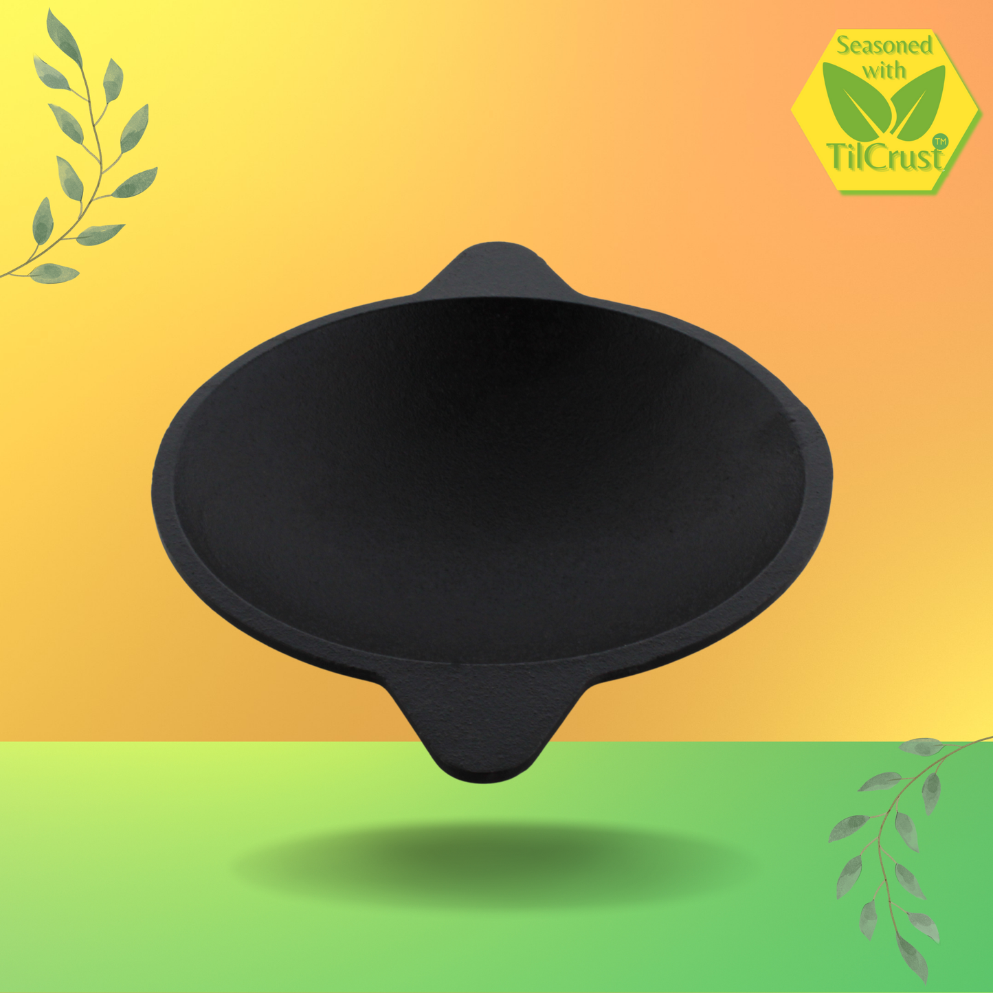 Trilonium Pre-Seasoned Cast Iron Appam Pan 8 Inches, 2.16 Kgs