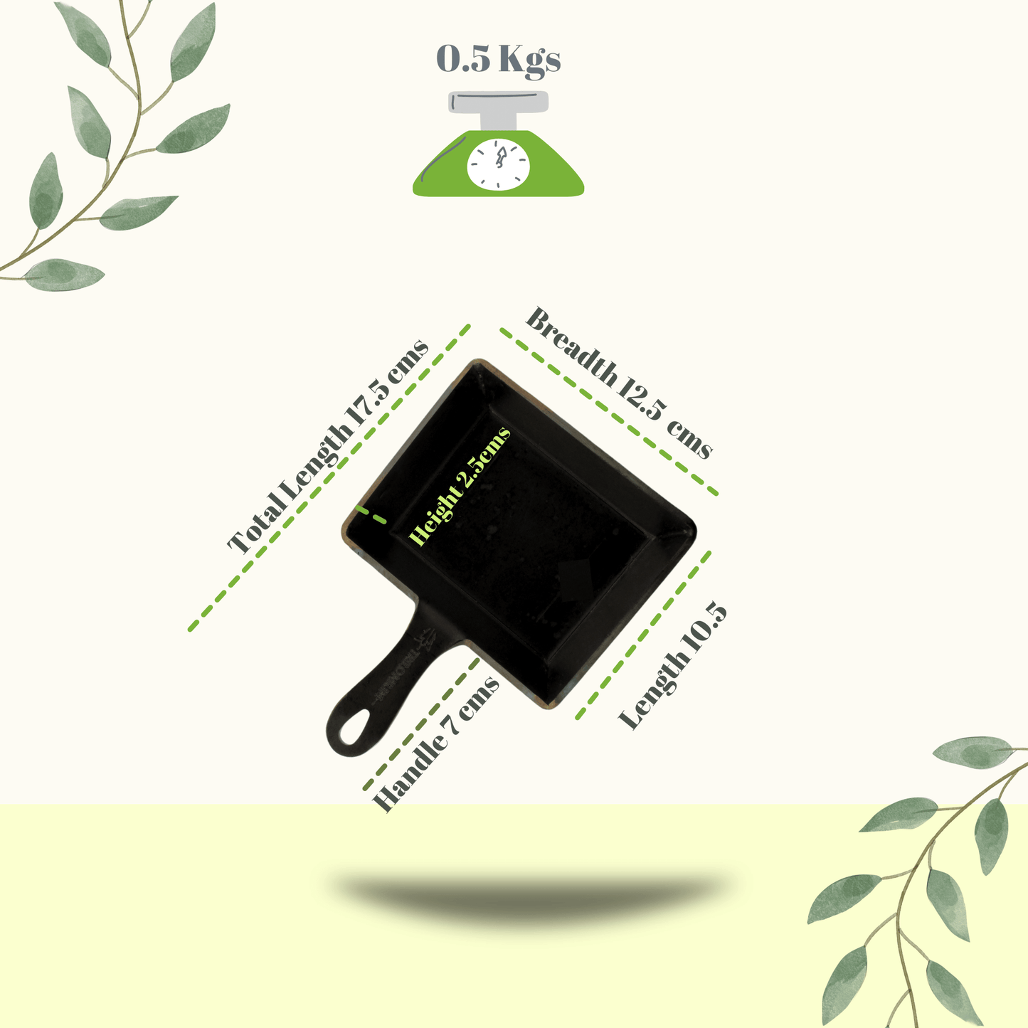 Trilonium Triple Seasoned Iron Mini sizzling brownie Pan 12 x 10 cms