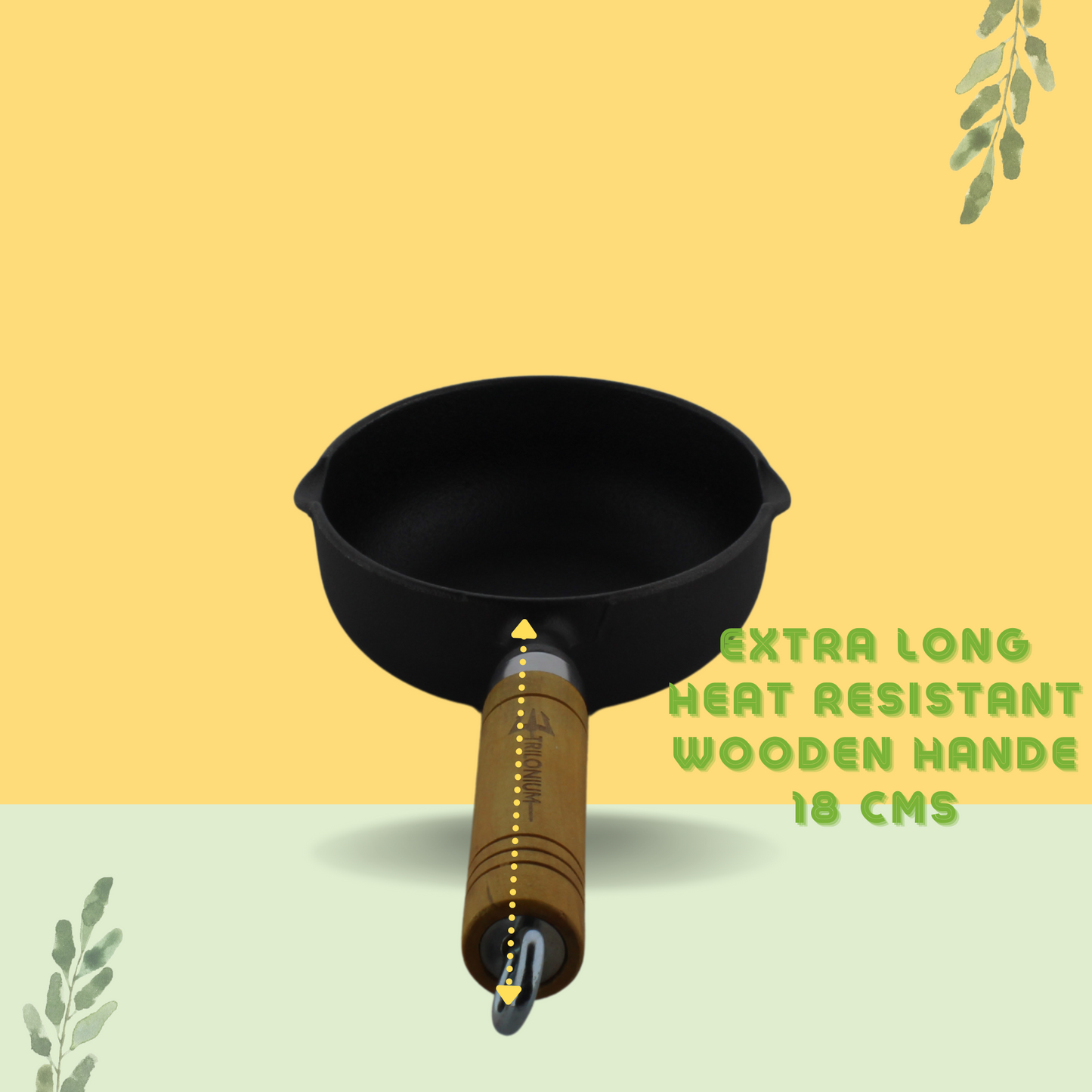Trilonium Pre-seasoned Cast Iron Tadka Pan 13 cms | Chinese melting pot 400ml