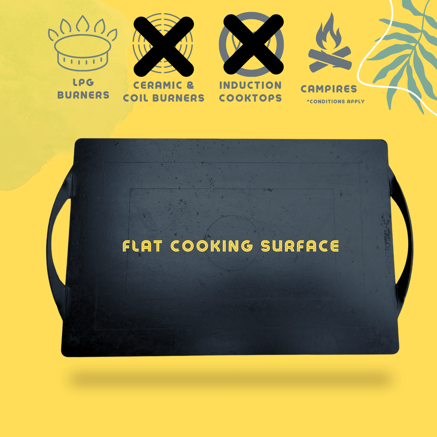 Trilonium Triple-Seasoned Iron Rectangular boulder griddle Tawa pan 17.5 x 12 inches | 44.5 x 30 cms, Weighs 8.4 Kgs