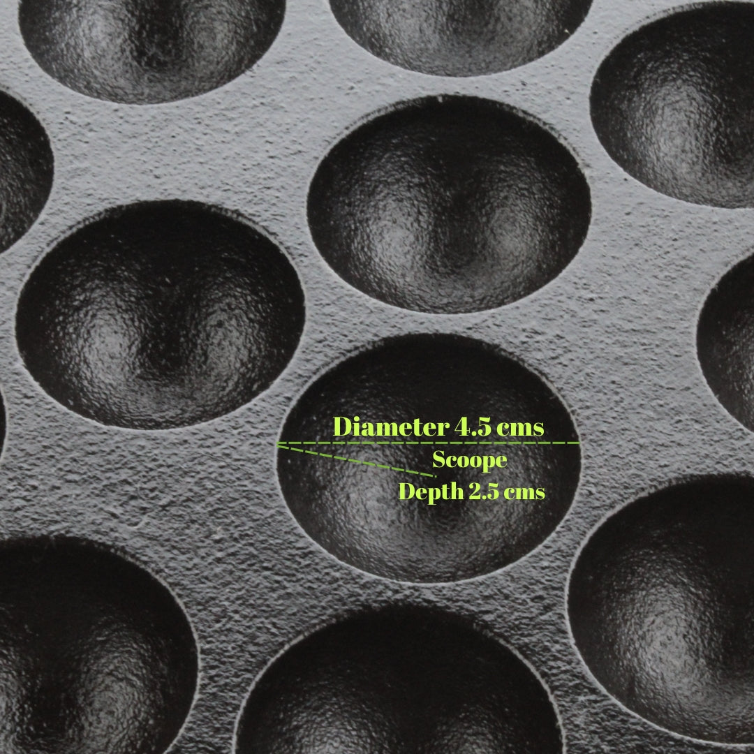 Trilonium Triple Seasoned Cast Iron 12 Pits Paniyaram Pan 8 inches